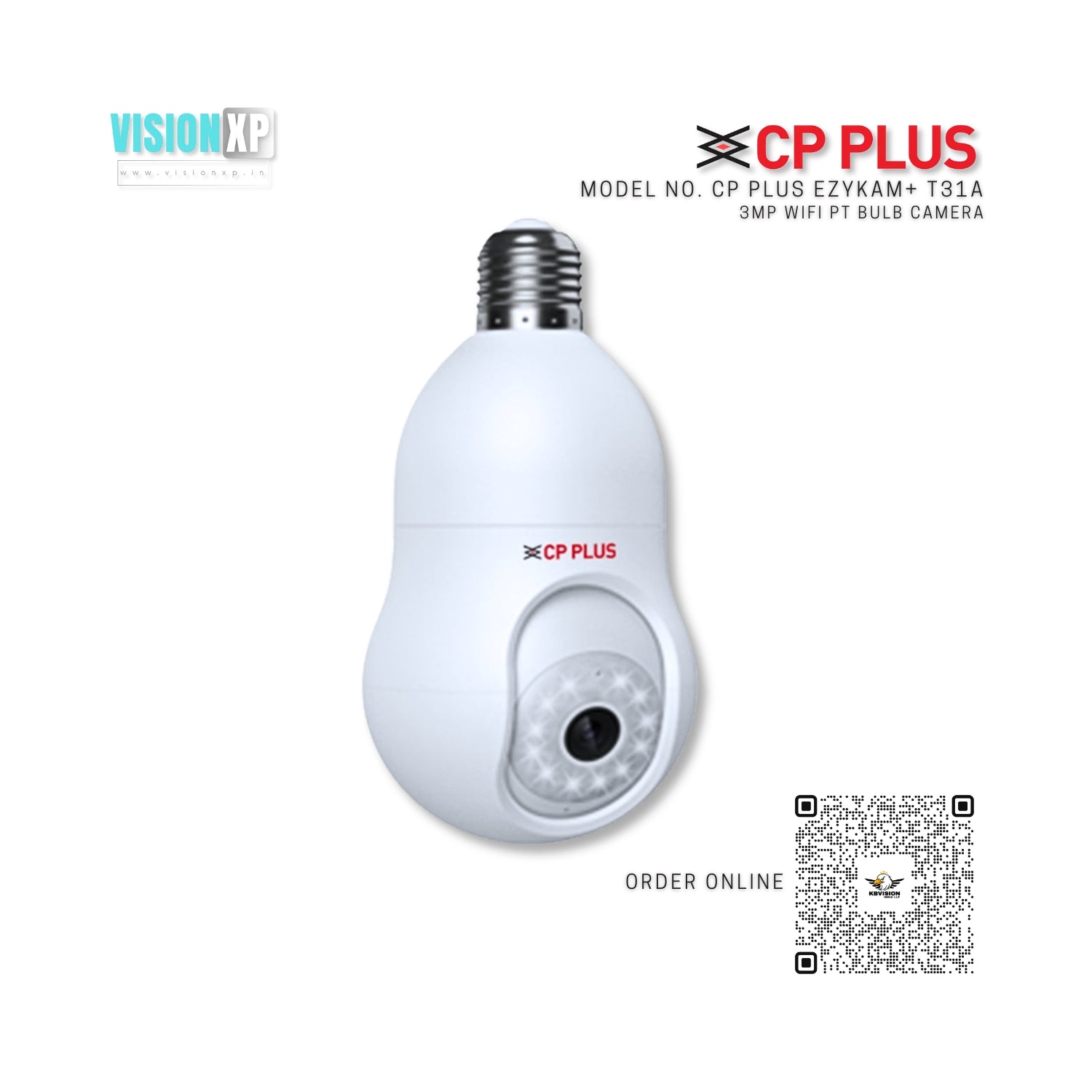 CP PLUS ezyKam+ T31A 3mp WiFi Cloud Security Home PT Bulb Camera