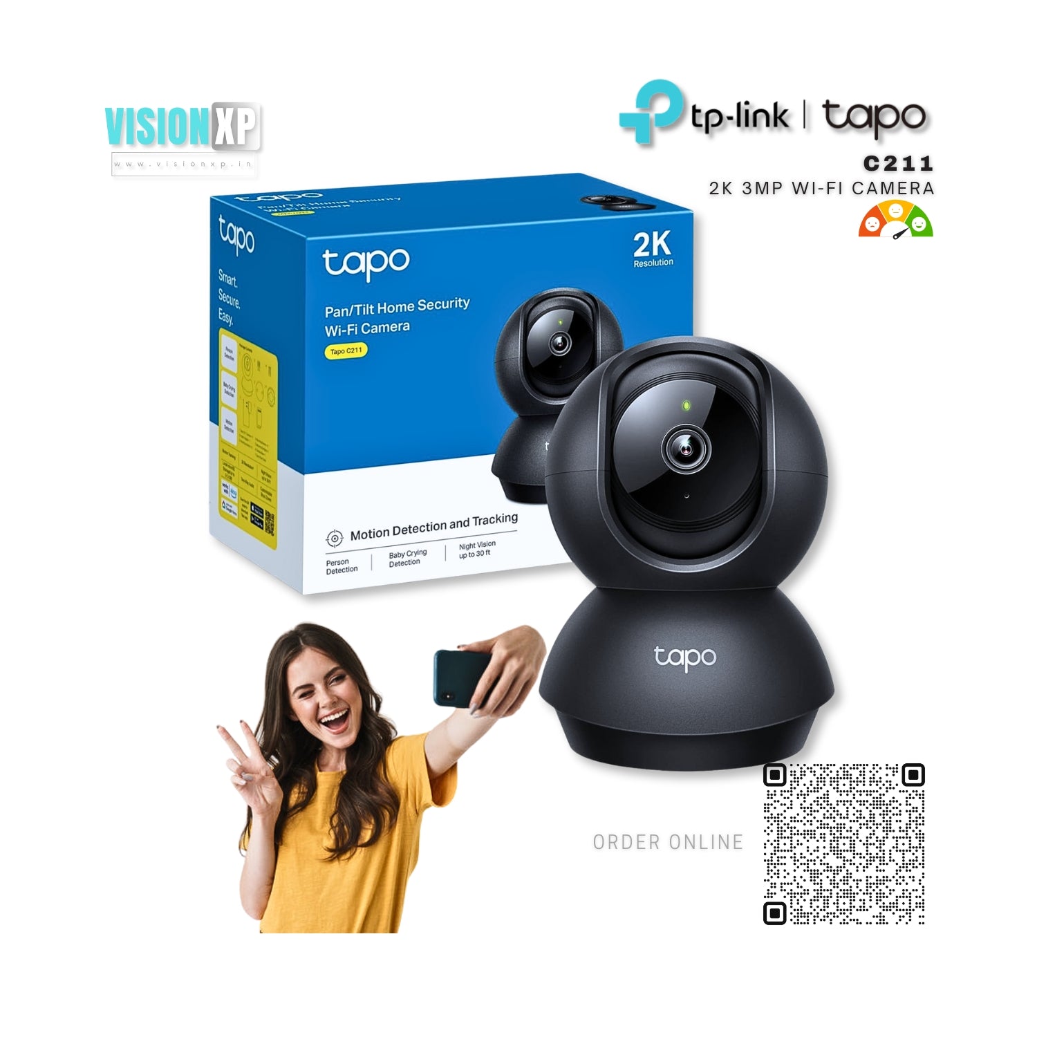 TP-Link Tapo C211 2k 3mp Pan/Tilt Home Security Wi-Fi Camera