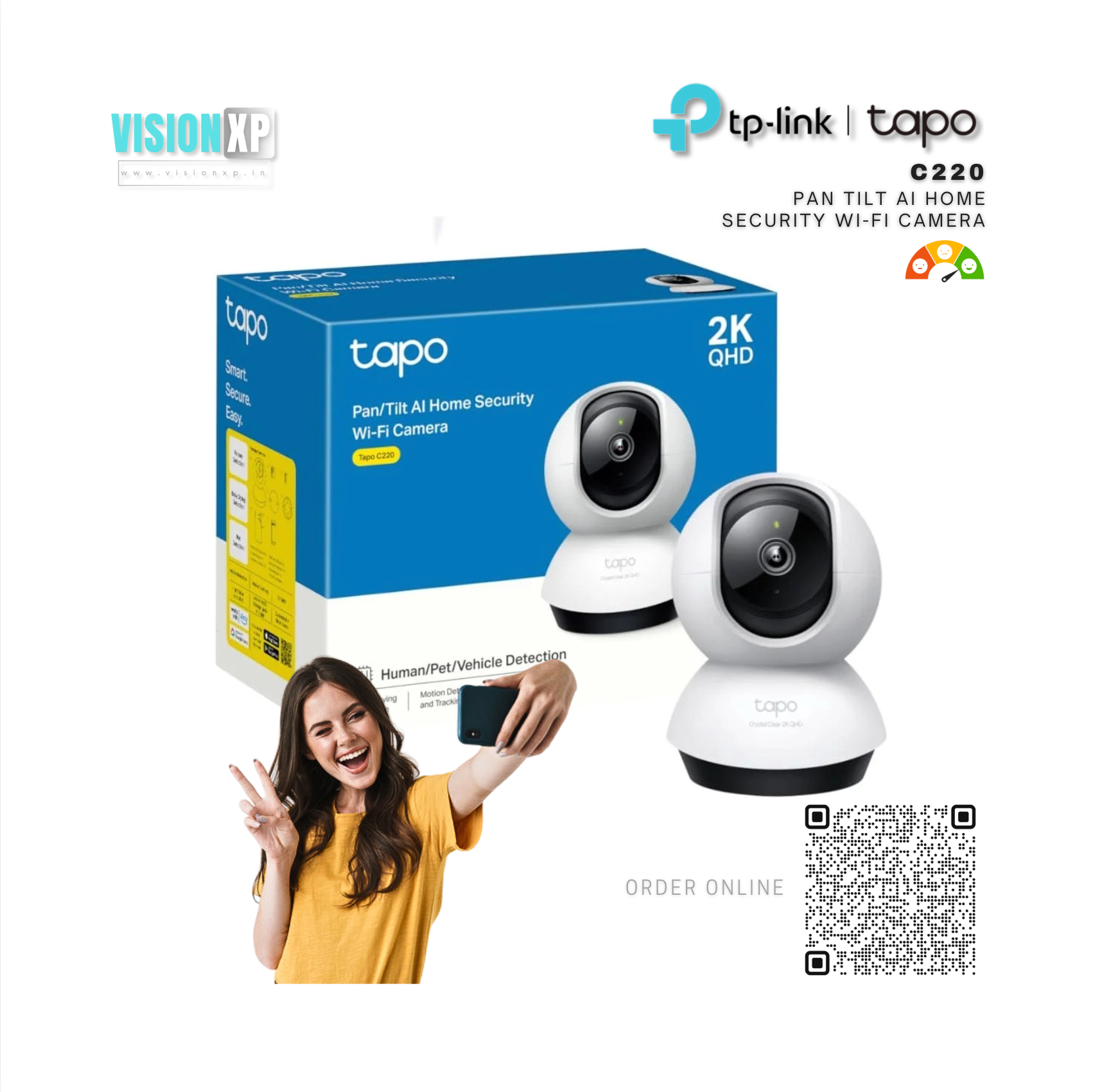 Tp-Link Tapo C220 Pan Tilt AI Home Security Wi-Fi Camera