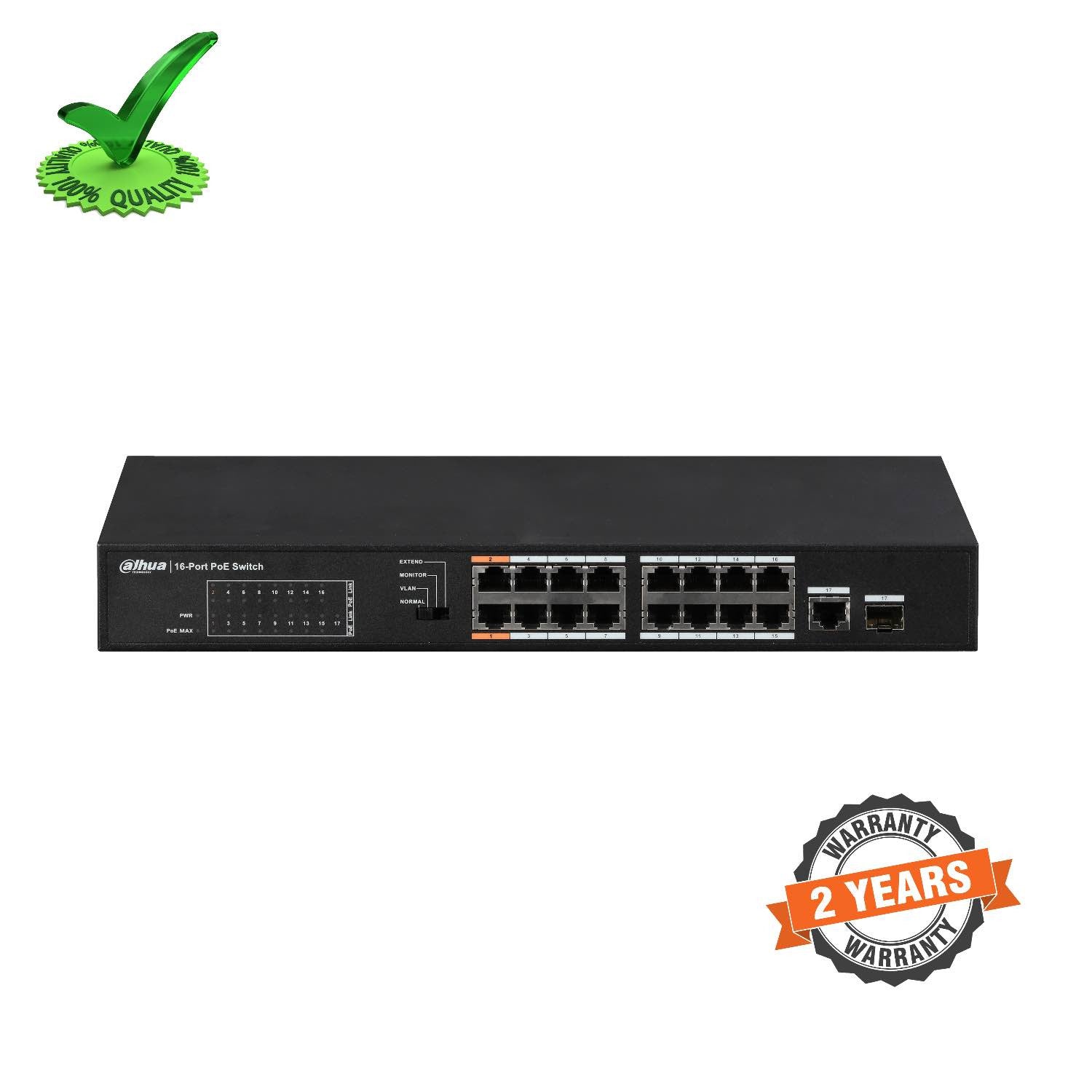 Dahua DH-PFS3117-16ET-135 16-Port FE PoE 1-Port Gigabit PoE Switch