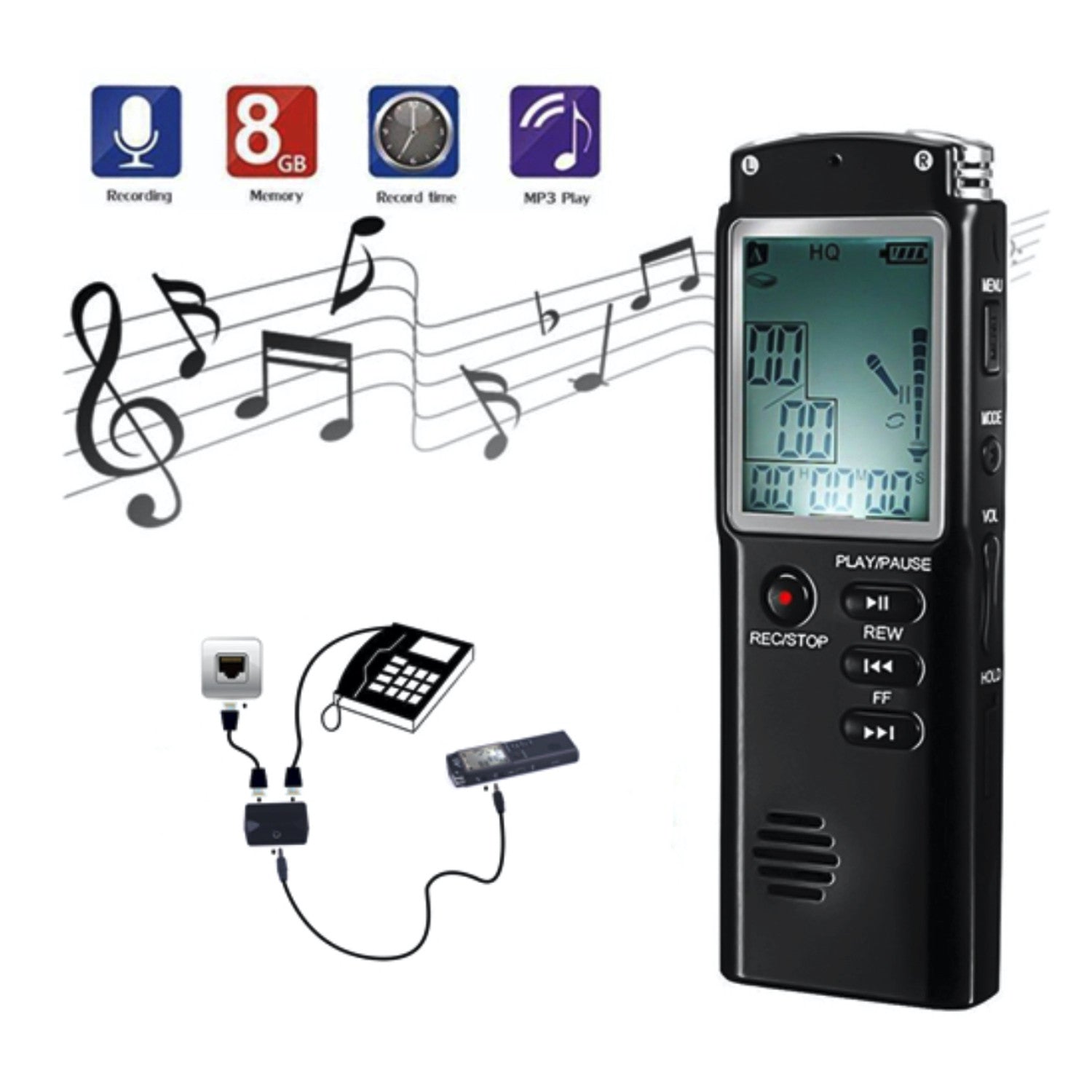 8GB Digital Audio Voice Recorder