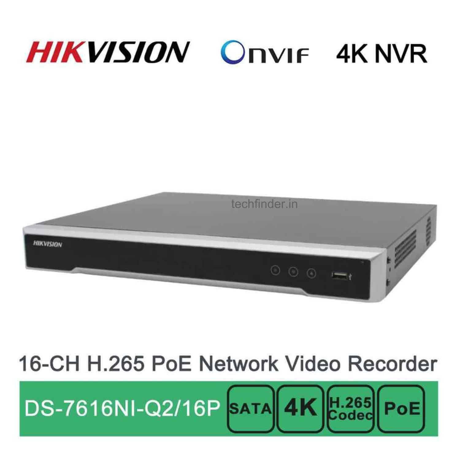 hikvision ds-7616ni-q2/16p poe 4k nvr – Techfinder Electronics