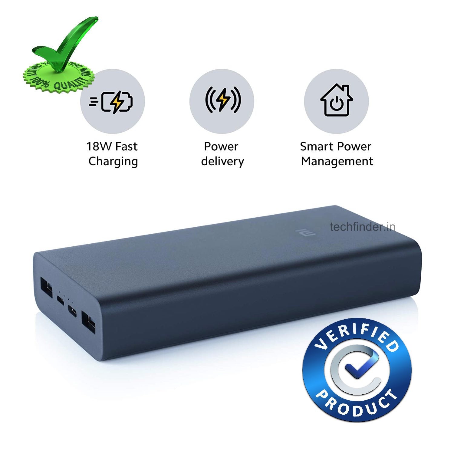 18W Fast Charging Mi Power Bank 3i 20000mAh 5vDC