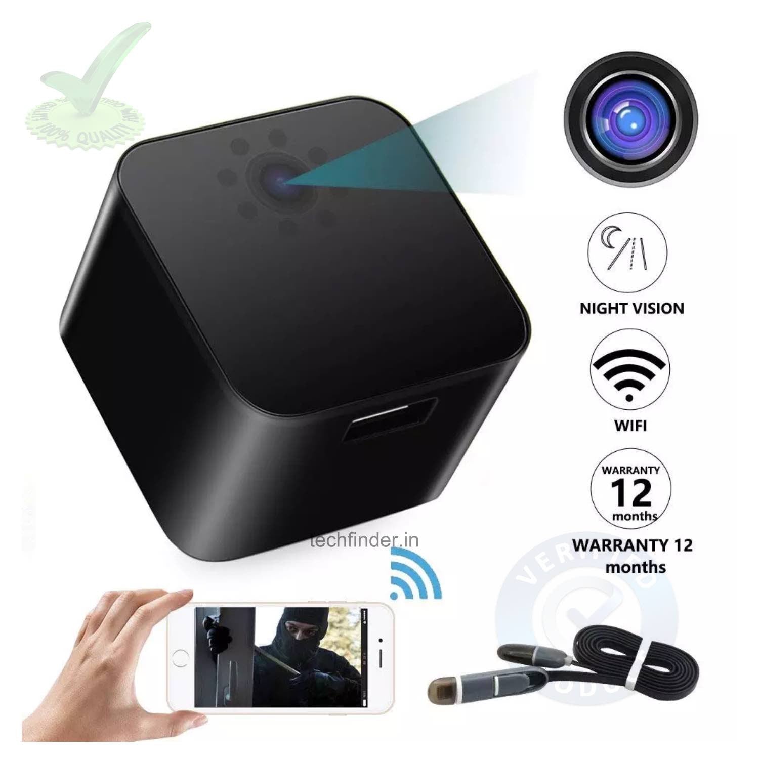 4k Wi-Fi Spy Hidden Camera with Recorder in Charging Adaptor