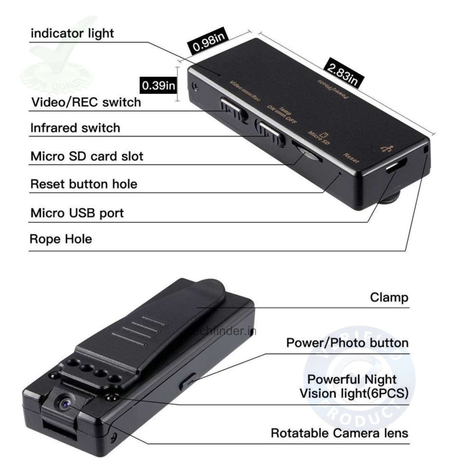 4K FHD High Resolution Wearable Mini Hidden Portable Spy Camera