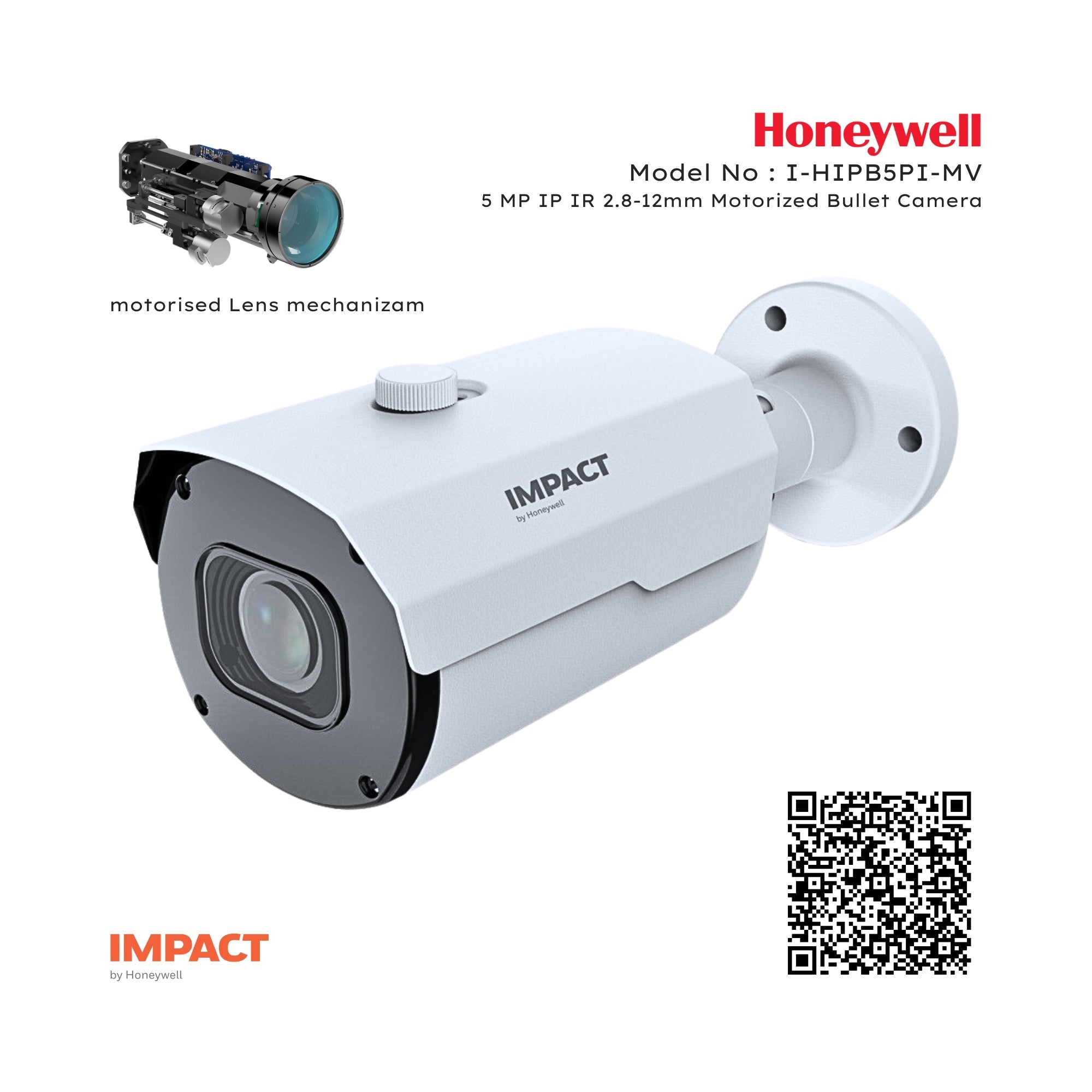 Honeywell Impact I-HIPB5PI-MV 5 MP IP IR 2.8-12mm Motorized Lens Bullet Camera