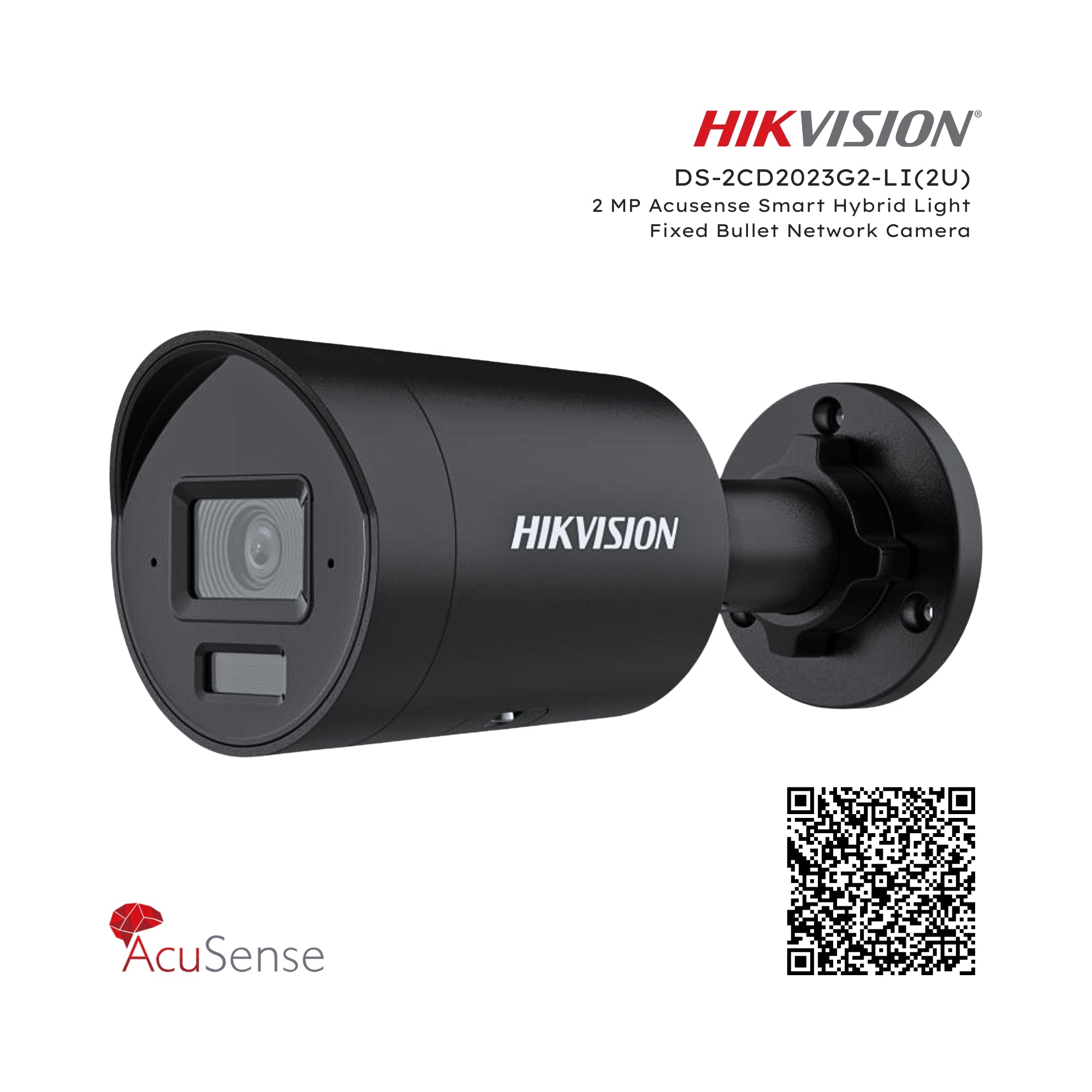 Hikvision DS-2CD2023G2-LI(2U) 2 MP Acusense Smart Hybrid Light Fixed IP IR Network Bullet Camera