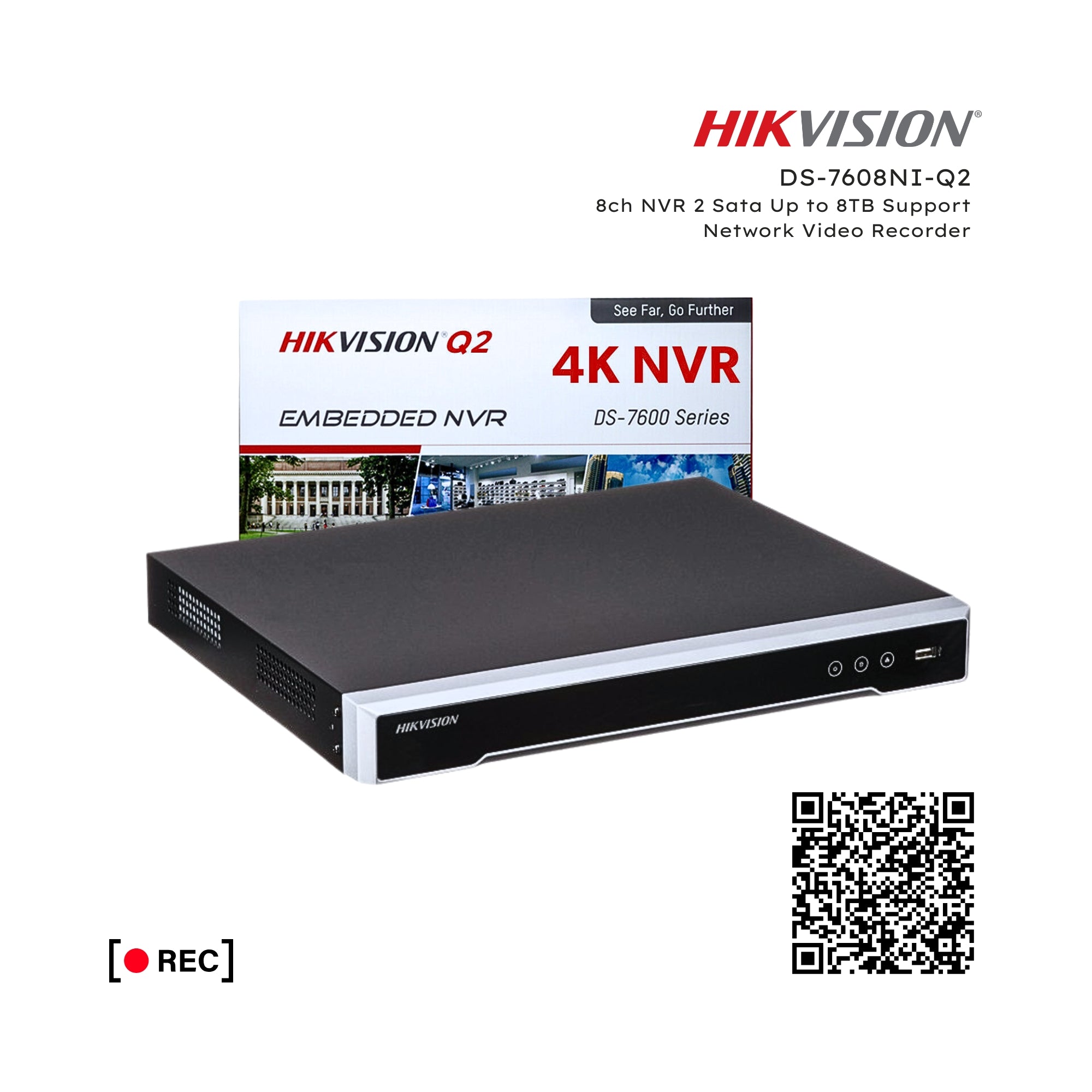 Hikvision DS-7608NI-Q2 NVR 8ch 2 Sata Support Network Video Recorder