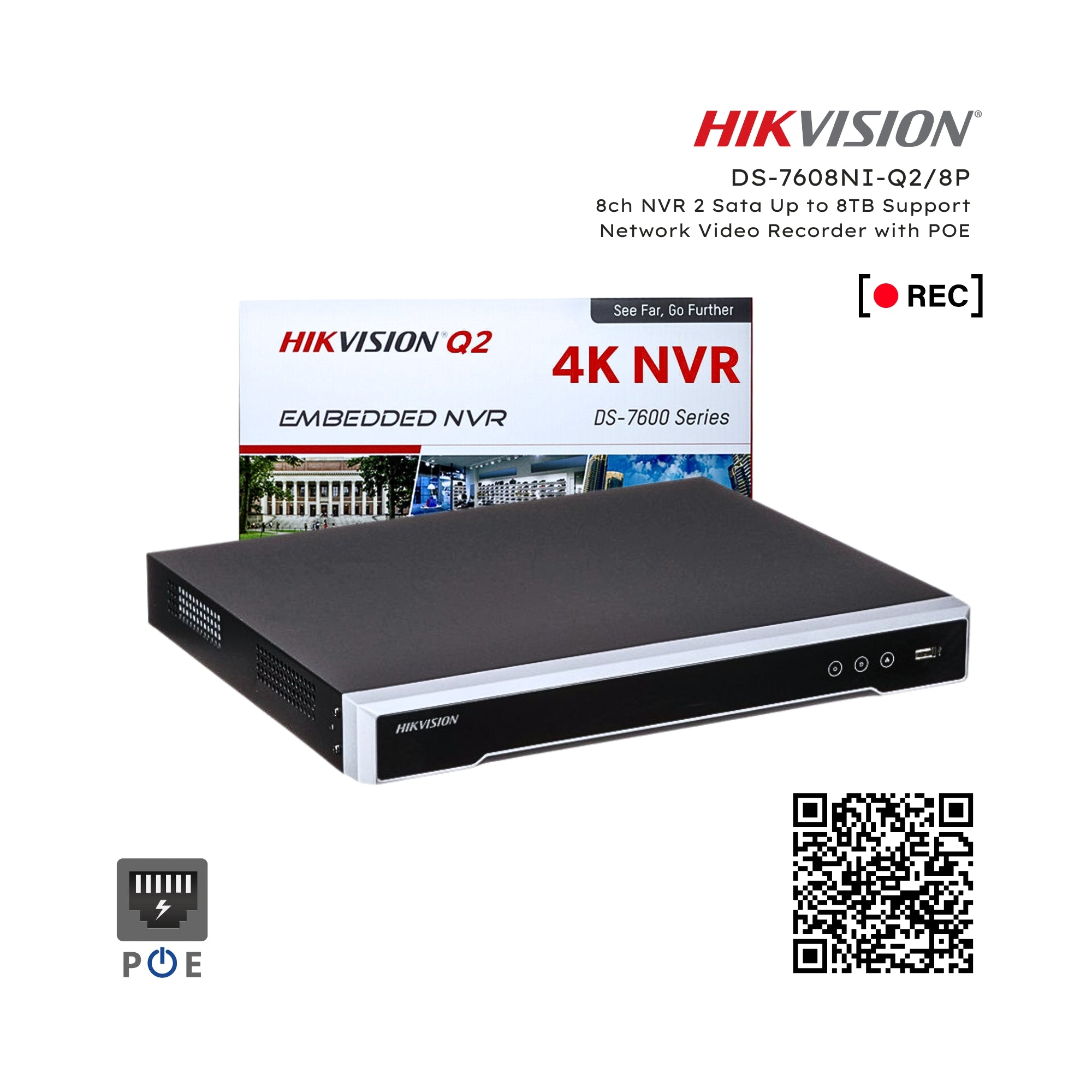 Hikvision DS-7608NI-Q2/8P 8ch POE 4k Nvr