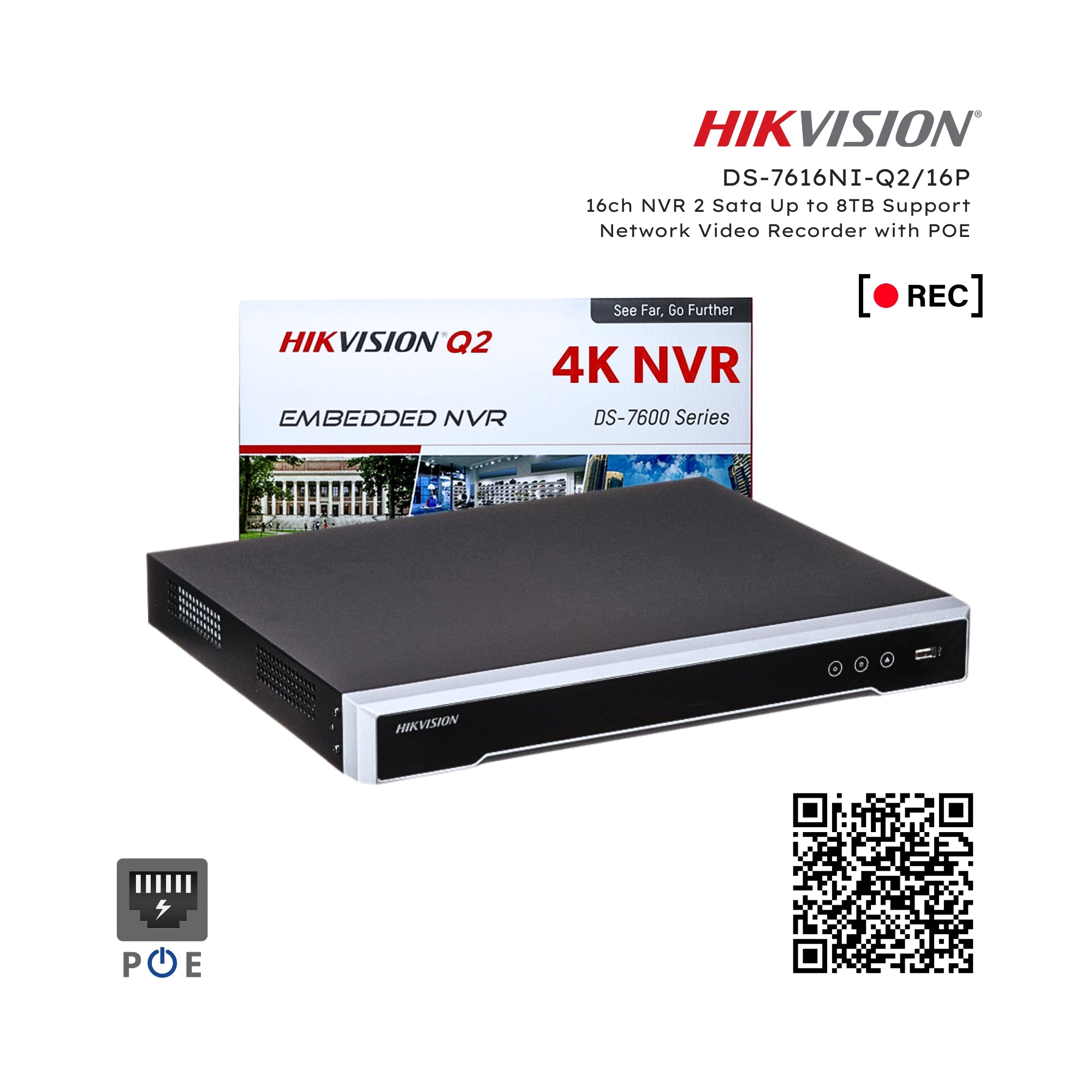 Hikvision DS-7616NI-Q2/16P 16ch POE 4k Nvr
