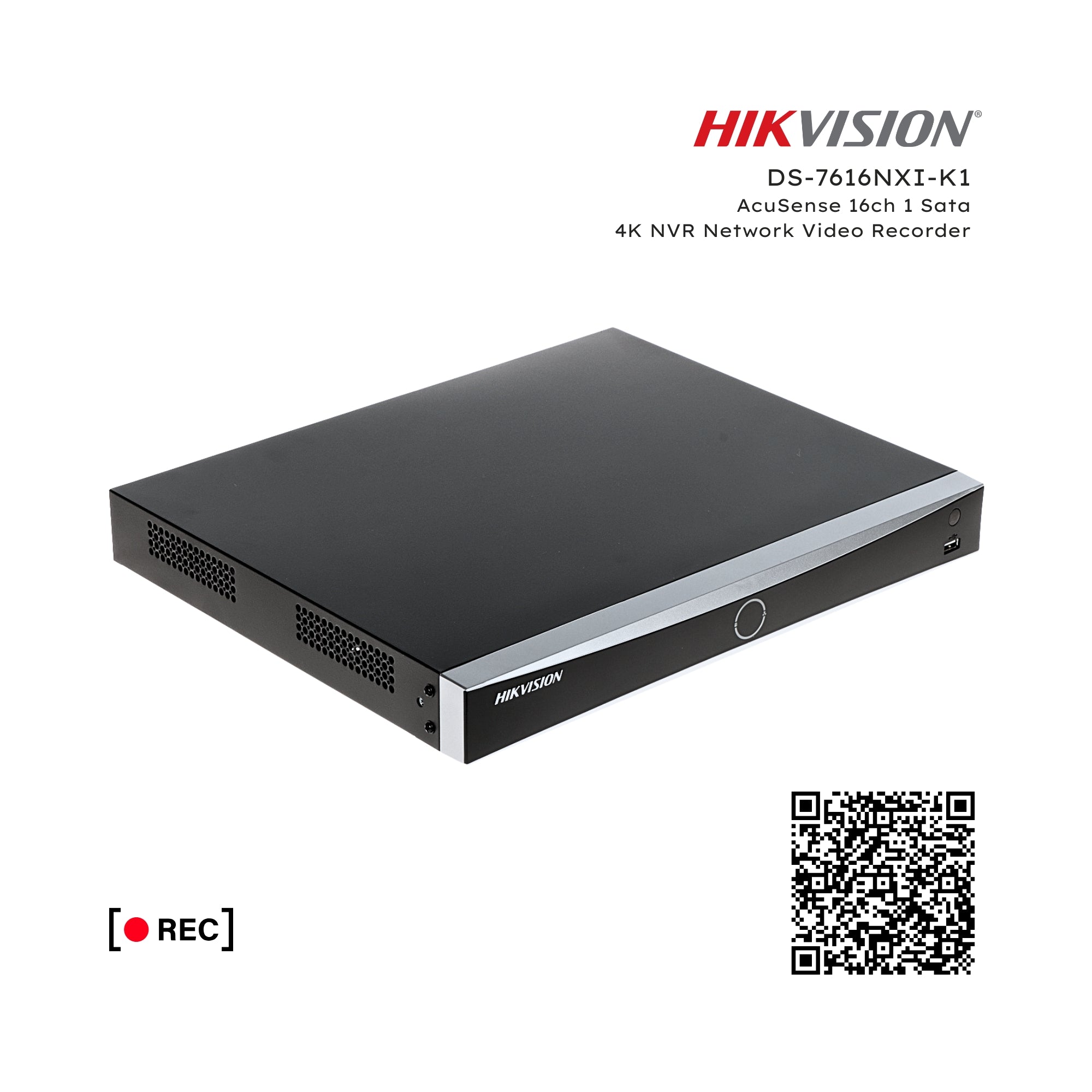 Hikvision DS-7616NXI-K1 AcuSense 16ch 1 Sata 4K NVR Network Video Recorder