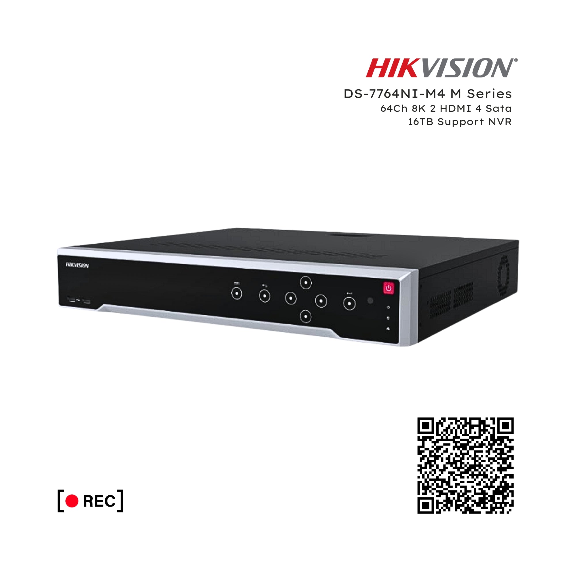 Hikvision DS-7764NI-M4 M Series 64Ch 8K 2 HDMI 4 Sata 16TB Support NVR