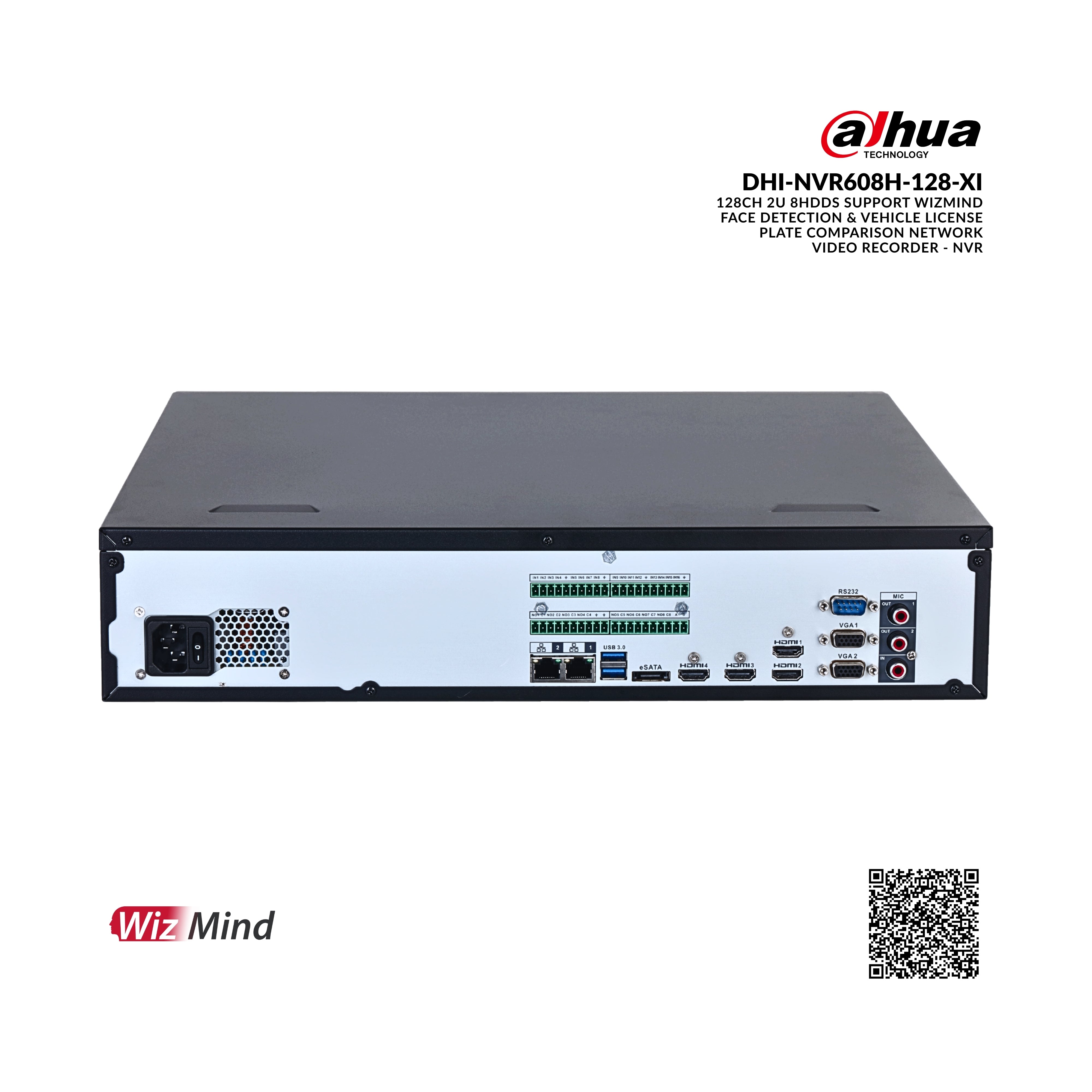 Dahua video recorder with multiple ports on a white background