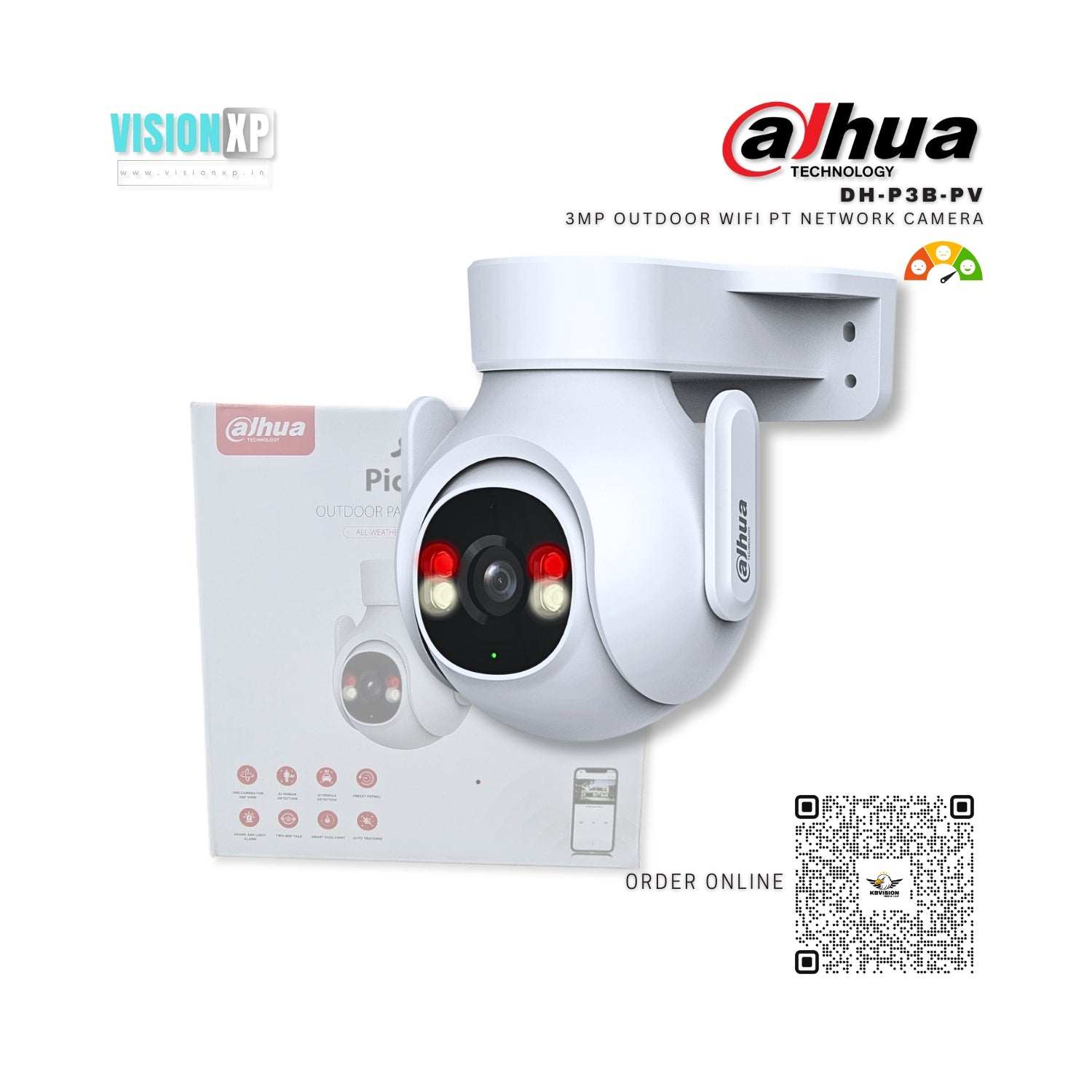 Dahua DH-P3B-PV 3MP Outdoor WiFi PT Network Camera