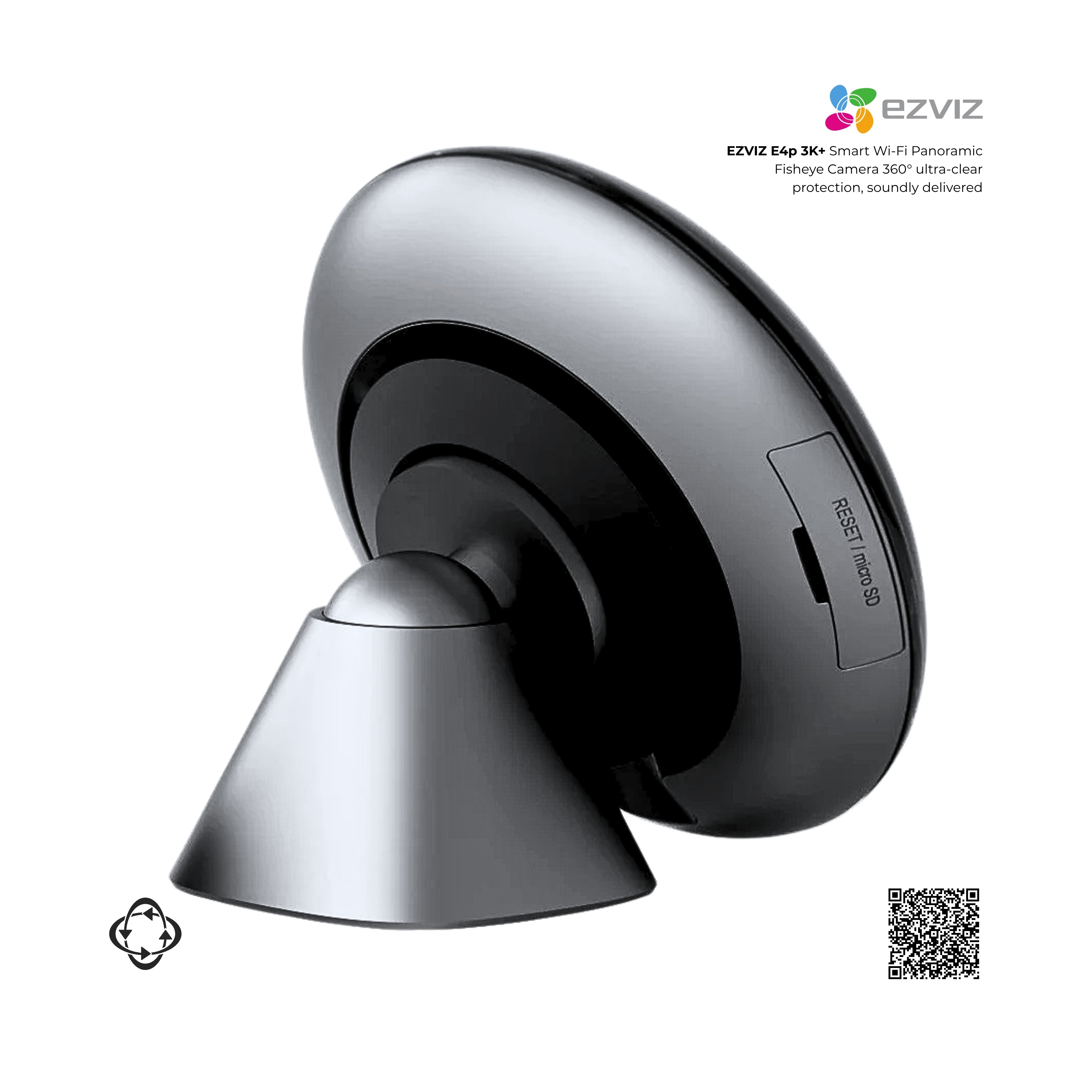 EZVIZ E4p 3K+ Smart Wi-Fi Panoramic Fisheye Camera 360° ultra-clear protection, soundly delivered