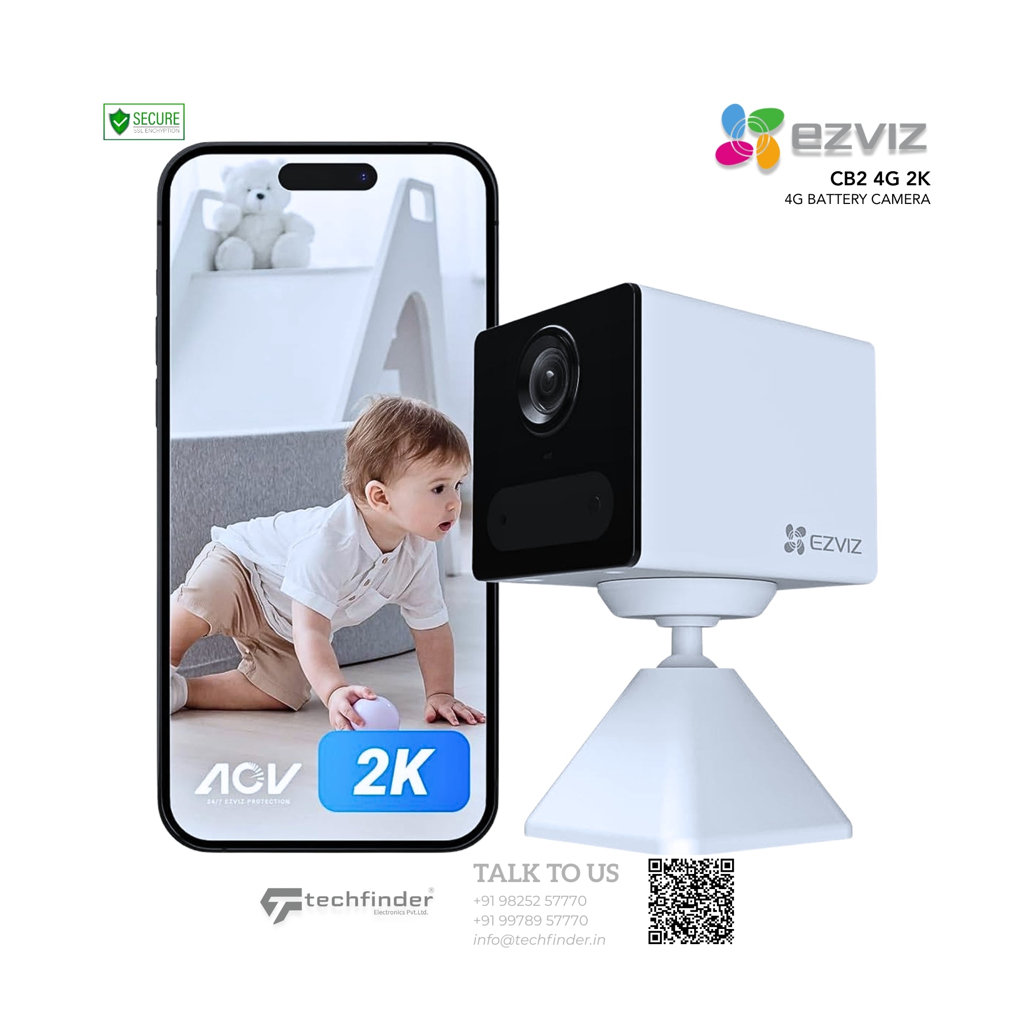 Ezviz CB2 4G 2K Two-Way Talk Palm Size MINI AI Smart Home 4G Battery Camera
