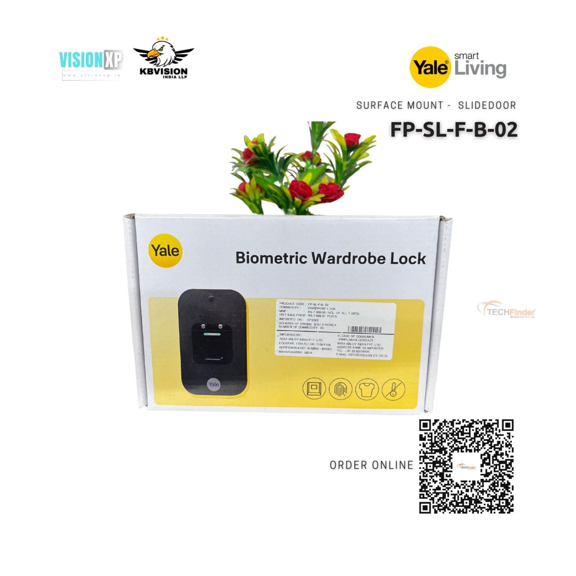 Yale FP-SL-F- B-02 Fingerprint Wardrobe Lock for Sliding Door