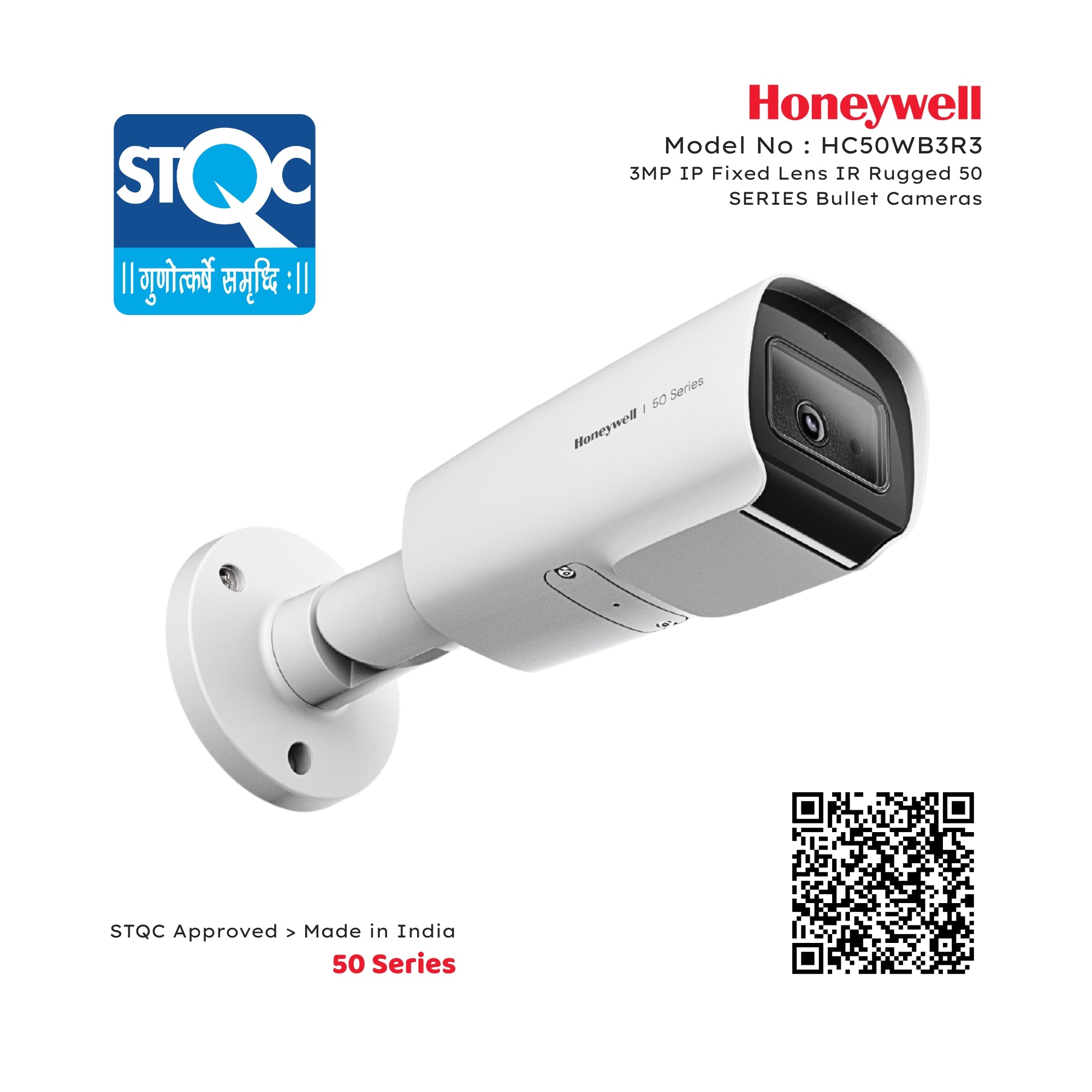 Honeywell HC50WB3R3 3MP IP Fixed Lens IR Rugged 50 SERIES Bullet Camera