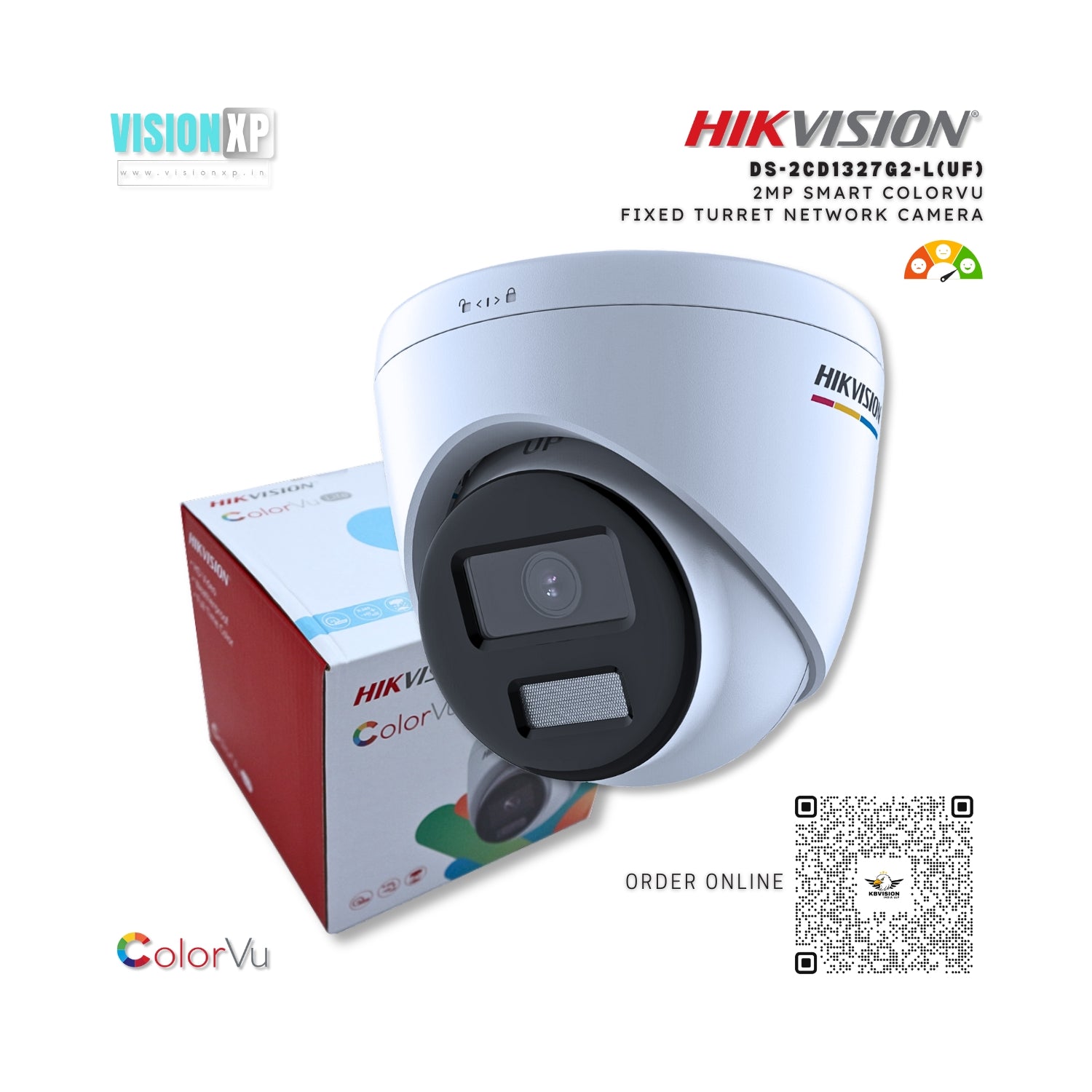 Hikvision DS-2CD1327G2-L(UF) 2 MP ColorVu Fixed Turret Network Camera