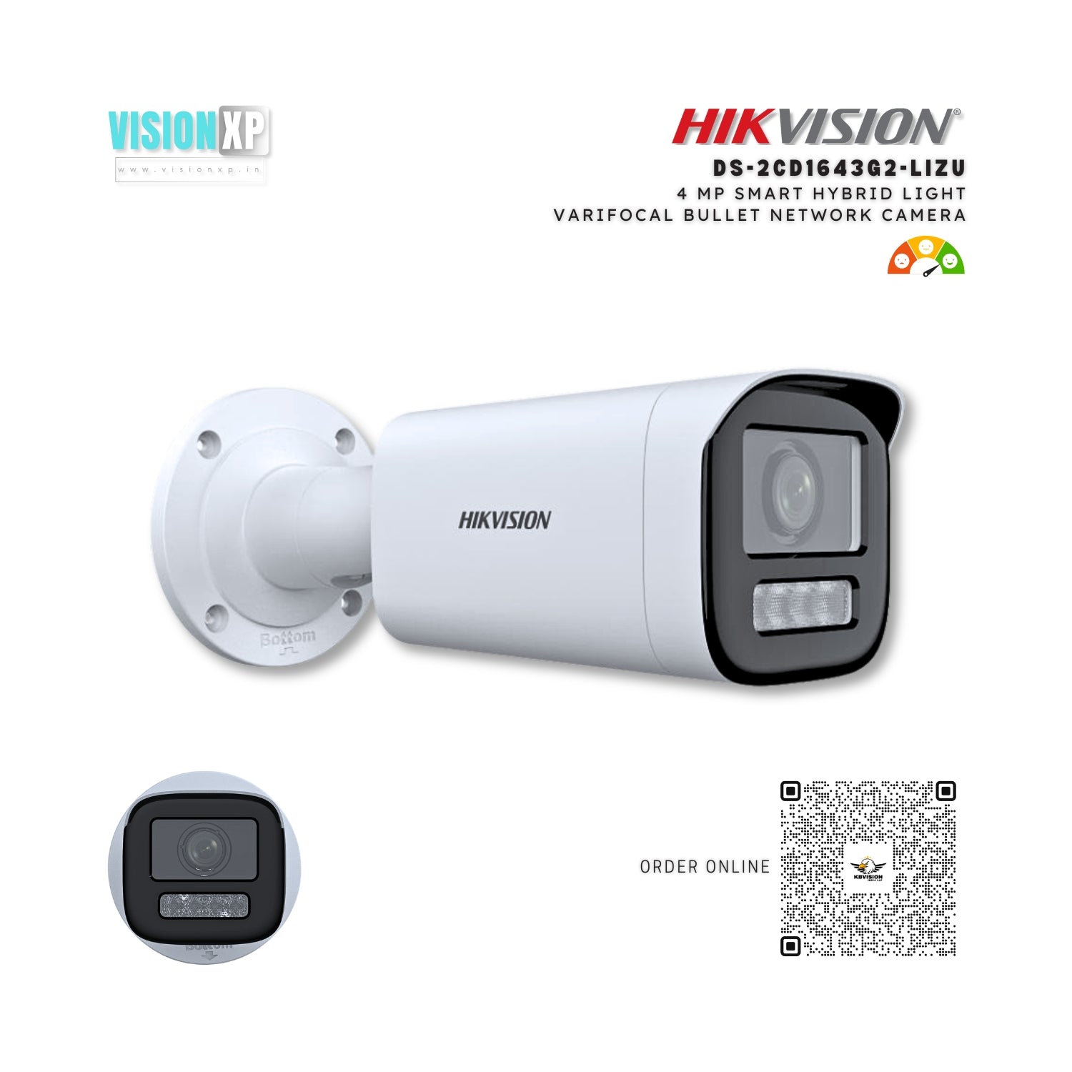 Telecamera IP Hikvision DS-2CD1T43G2-LIUF/SL 4MP Smart Hybrid Light PoE 6mm Ip67 Con Altoparlante Microfono - Foto 3