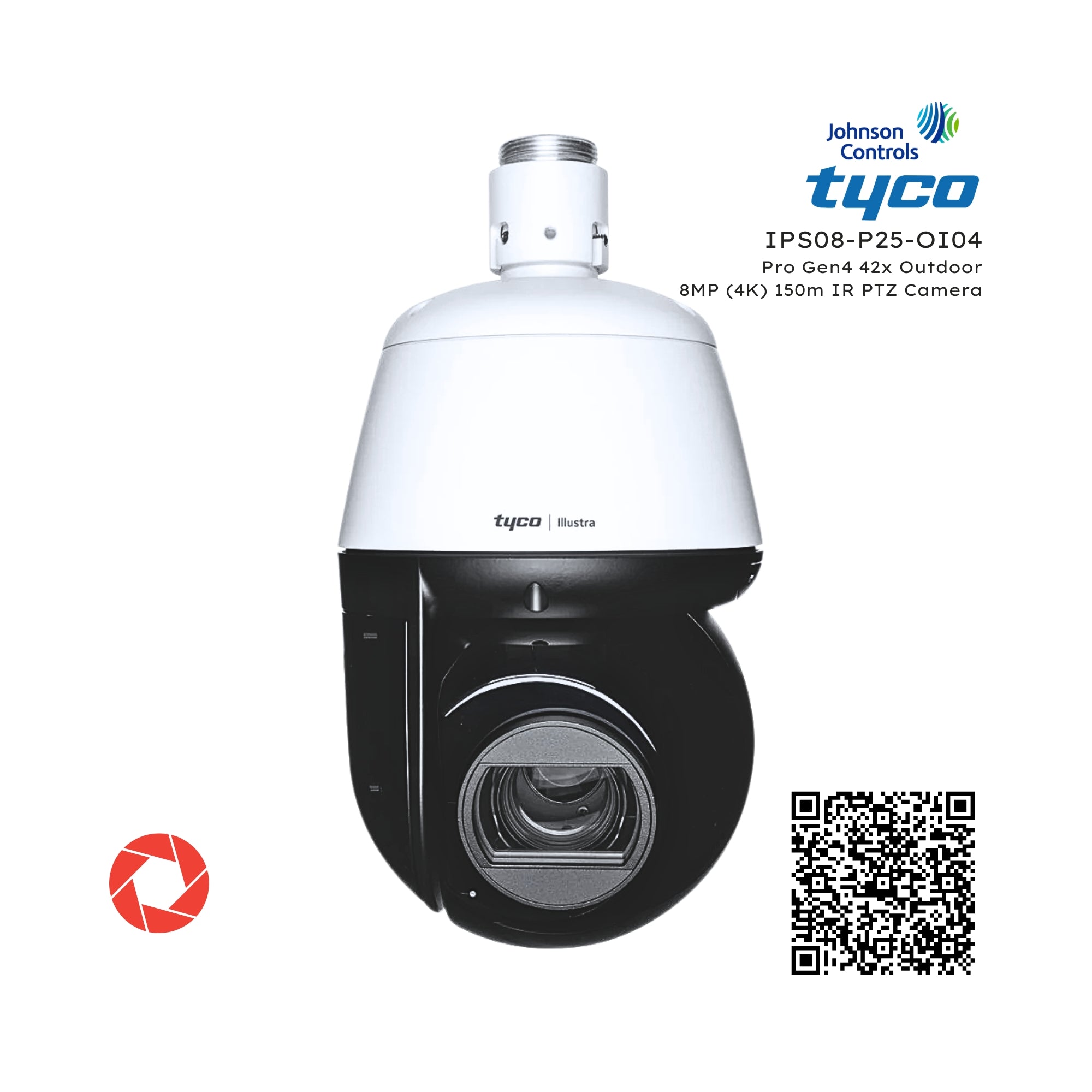 Tyco IPS08-P25-OI04 Illustra Pro Gen4 42x Outdoor 8MP (4K) 150m IR PTZ Camera