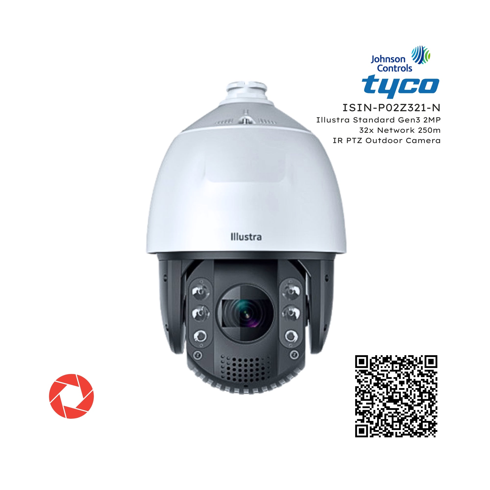 Tyco ISIN-P02Z321-N Illustra Standard Gen3 2MP 32x Network 250m IR PTZ Outdoor Camera