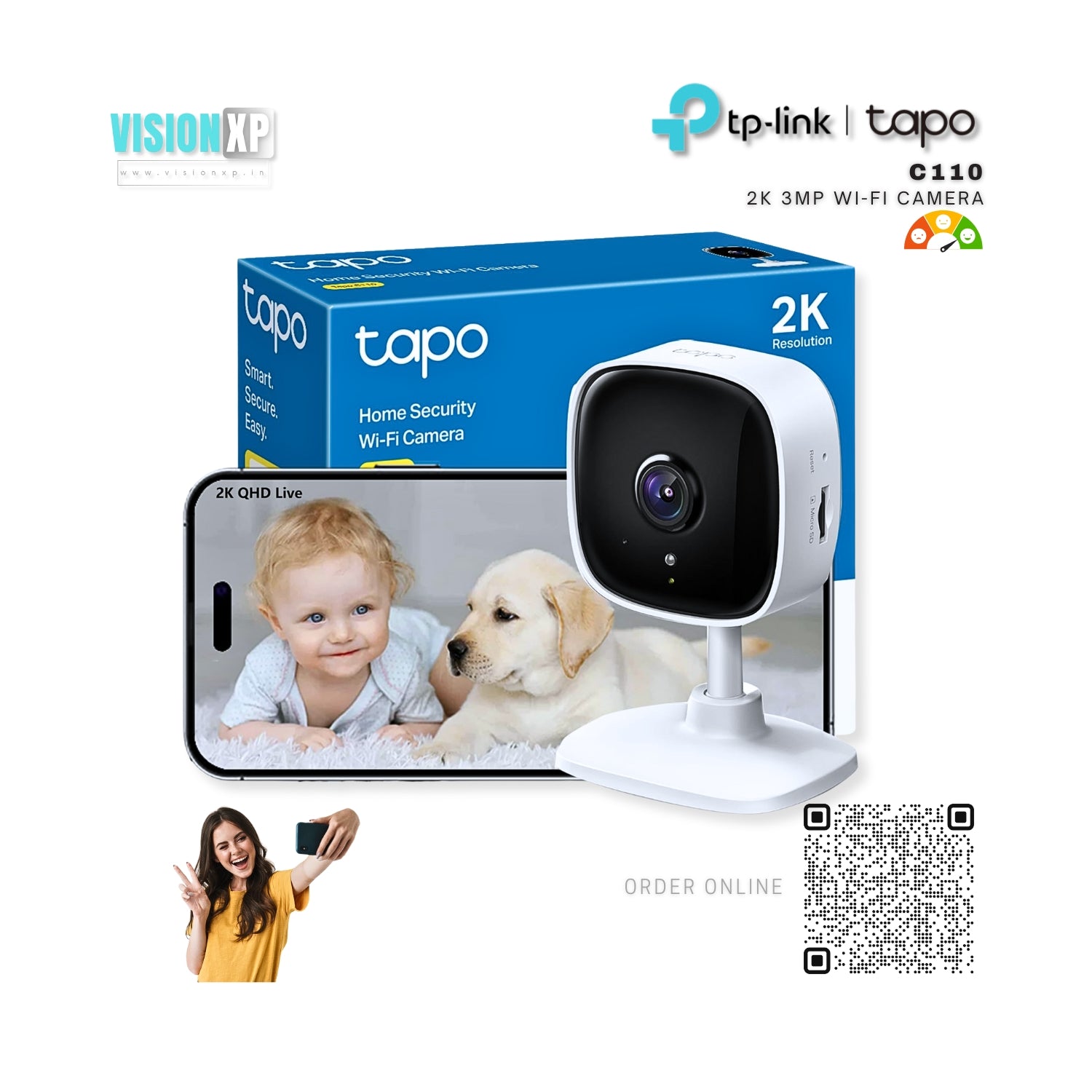 Tp-Link Tapo C110 2k 3mp Home Security Wi-Fi Camera