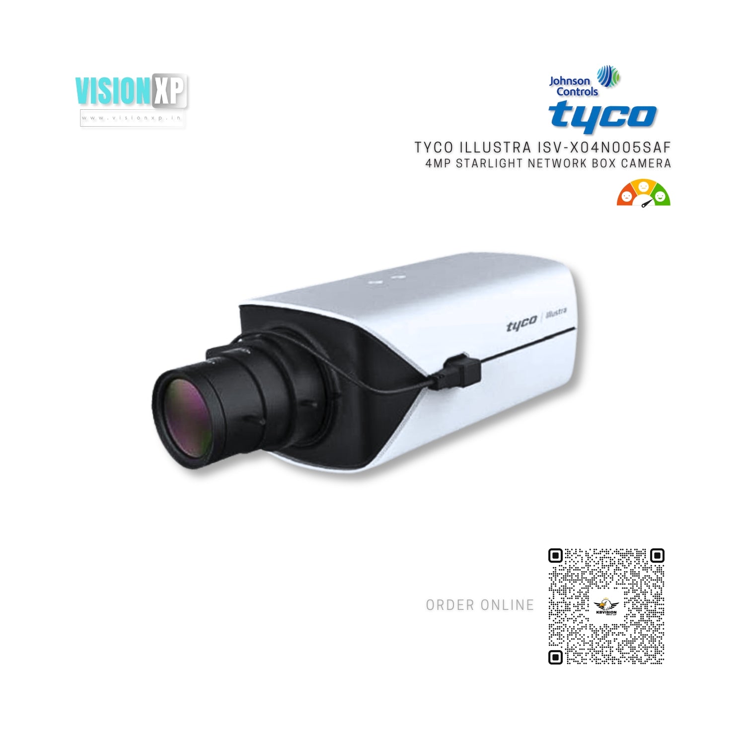 Tyco Illustra ISV-X04N005SAF Standard 4MP Starlight Box Network Camera ...