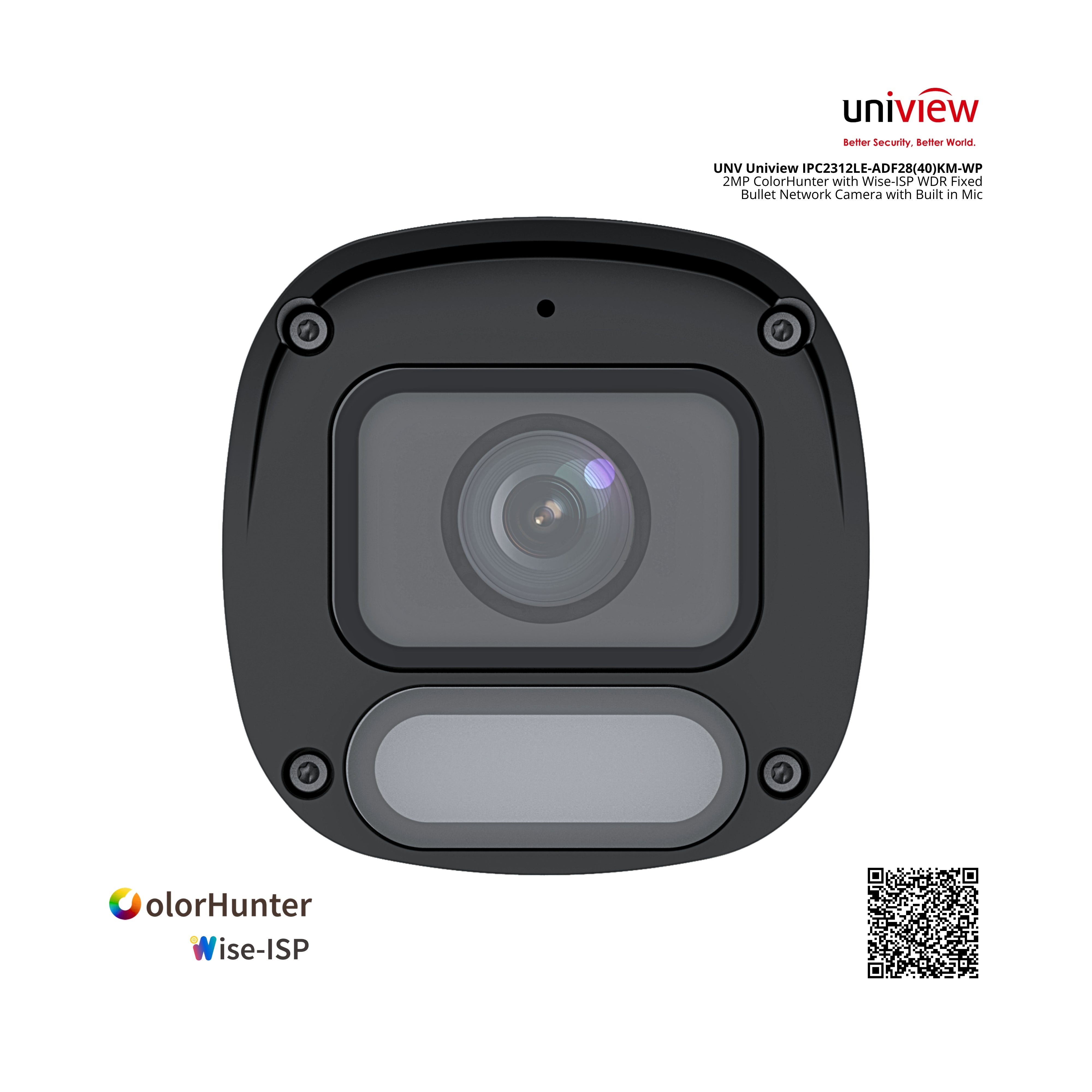 Security camera with Uniview and ColorHunter branding on a white background
