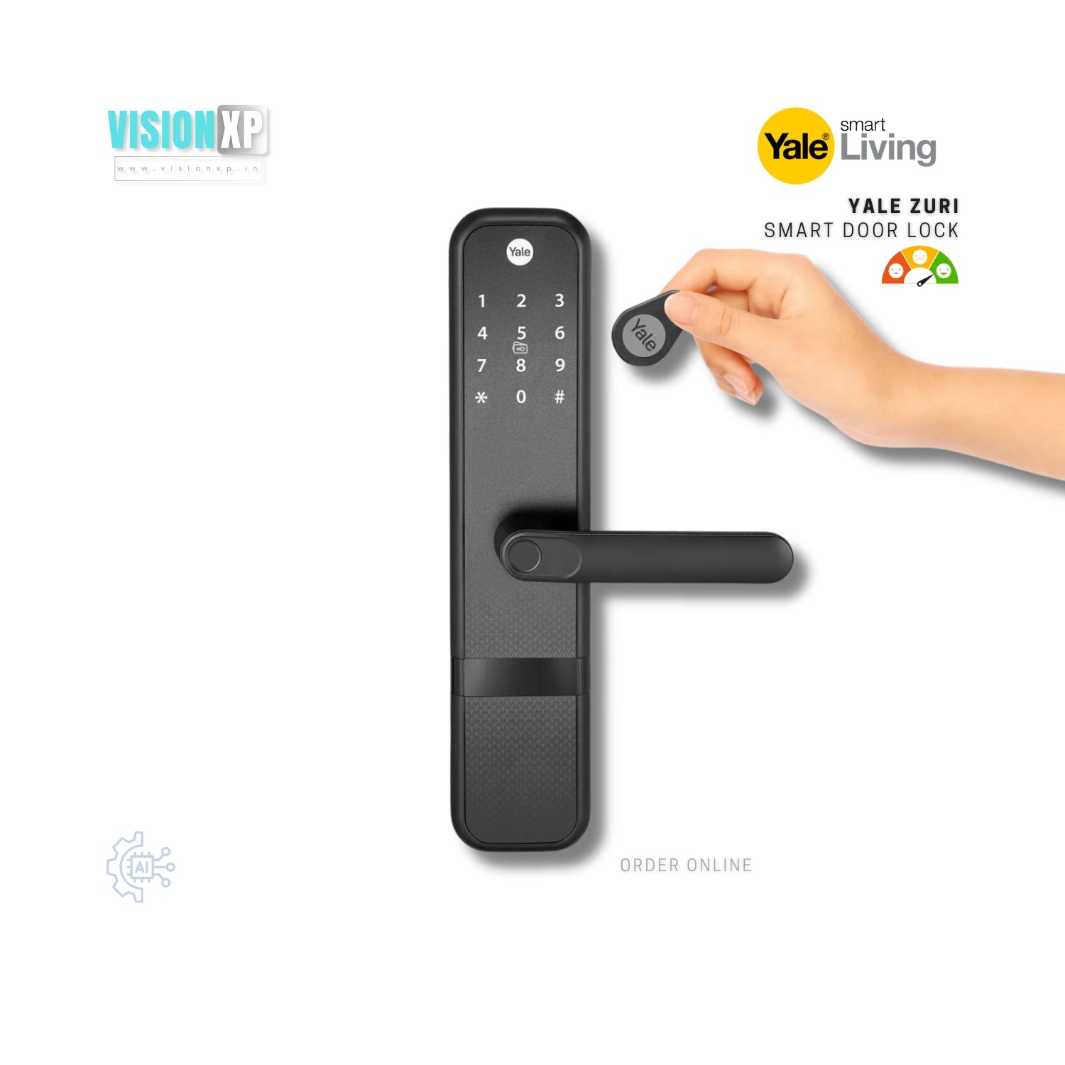 Yale Zuri Smart Lock Black with 5 way unlocking Fingerprint, PIN, RFID, Manual Key and Built-in Bluetooth