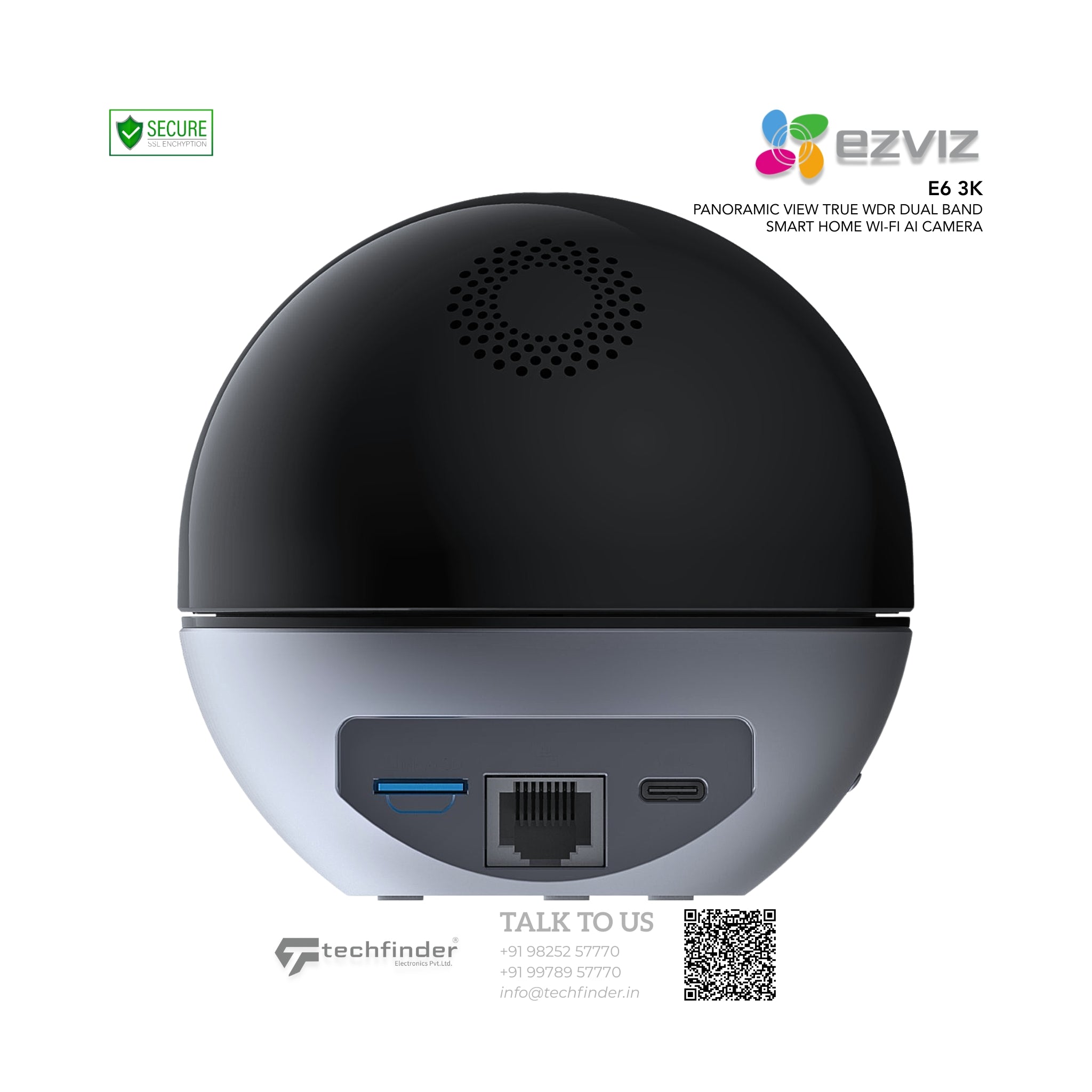 Ezviz E6 3K Two-Way Calling by Gesture Regognisation Panoramic View True WDR Support 2.4 & 5GHz Dual Band Smart Home Wi-Fi AI Camera