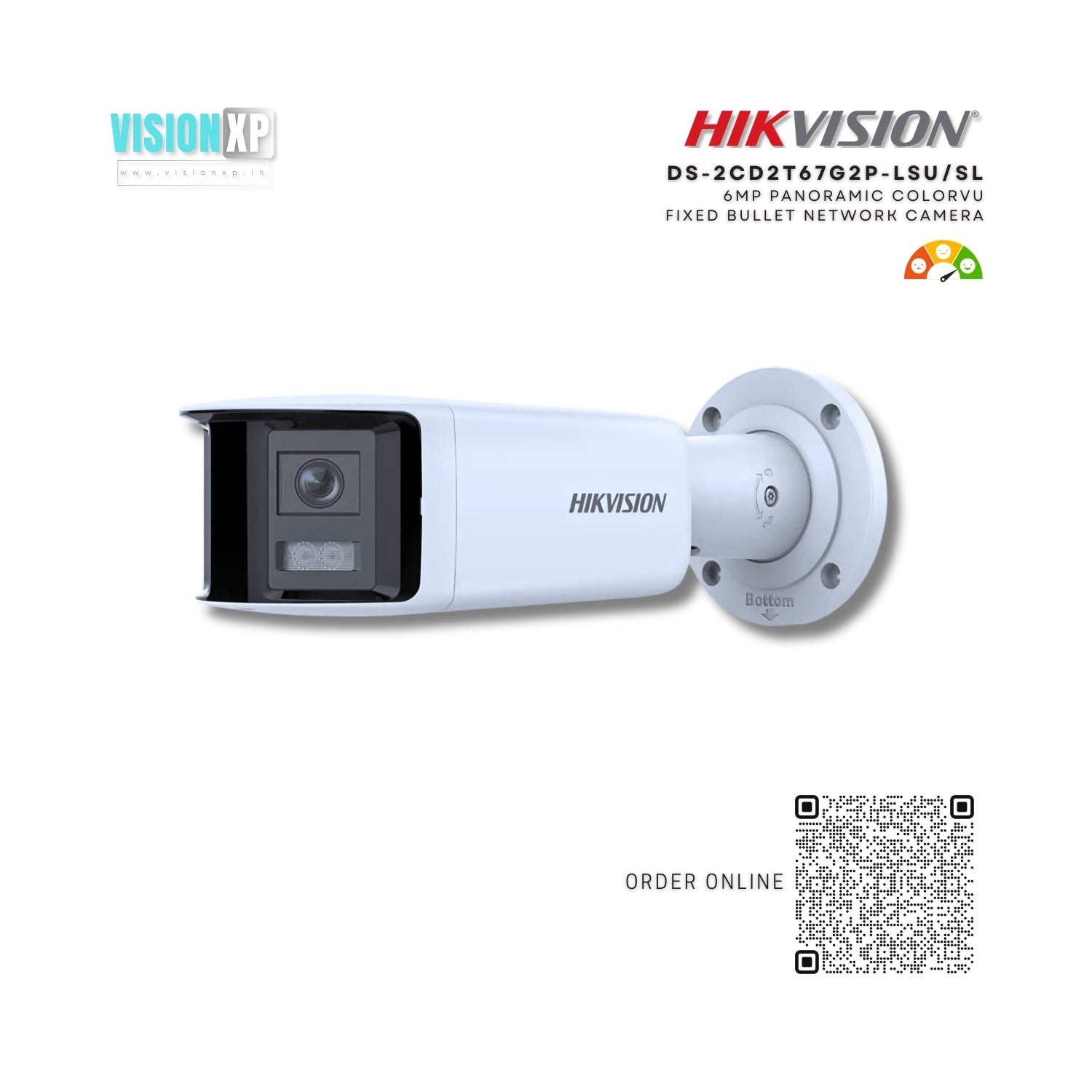 Hikvision DS-2CD2T67G2P-LSU/SL 6 MP Panoramic ColorVu Fixed Bullet Network Camera