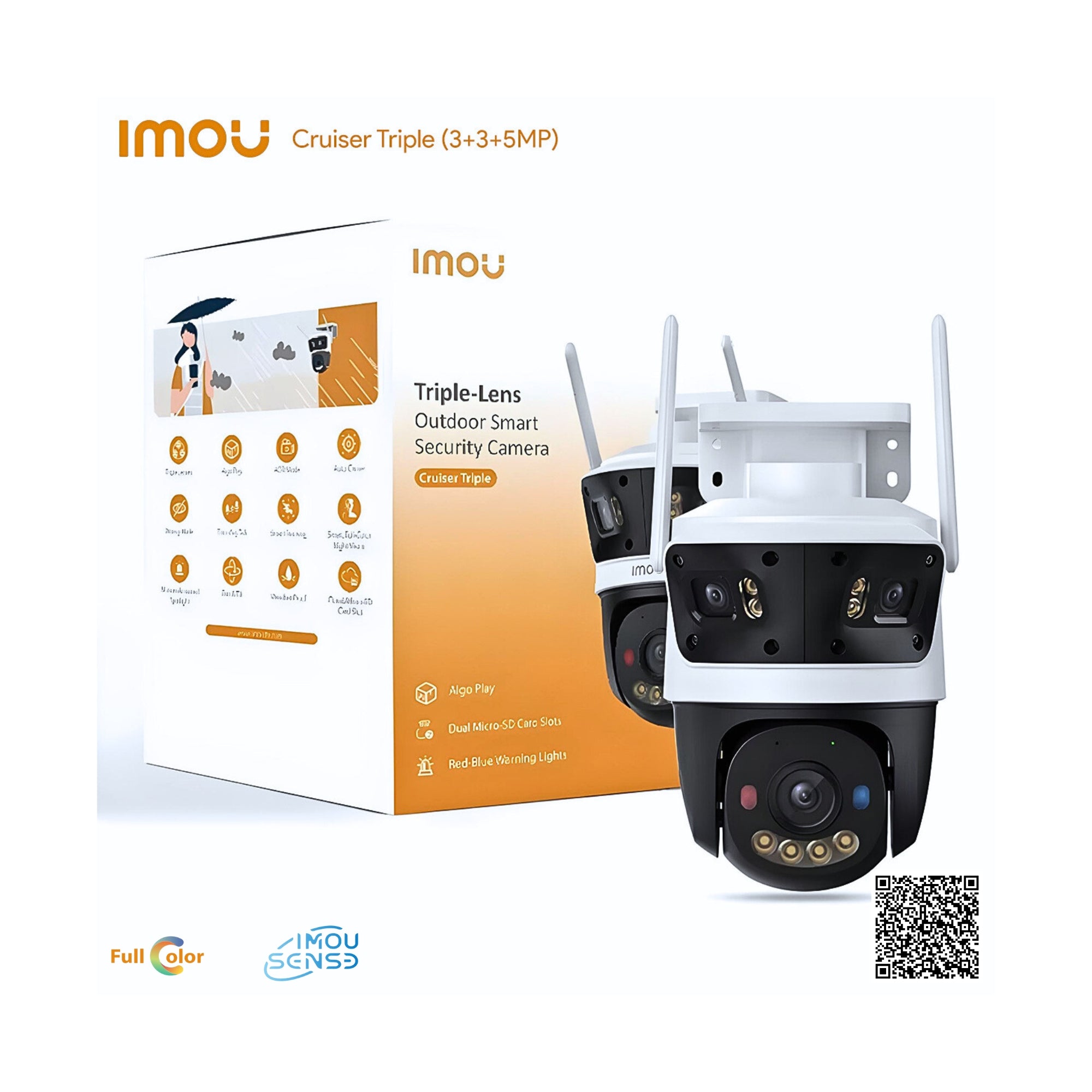 IMOU outdoor smart security camera with packaging on a white background