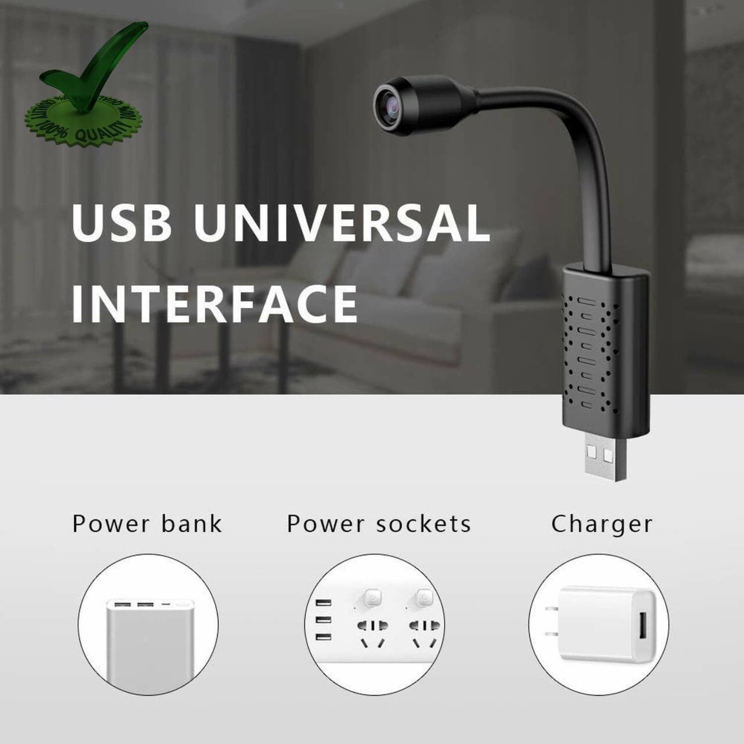 Mini Hidden USB Universal Interface WiFi Wireless 4K Spy Camera