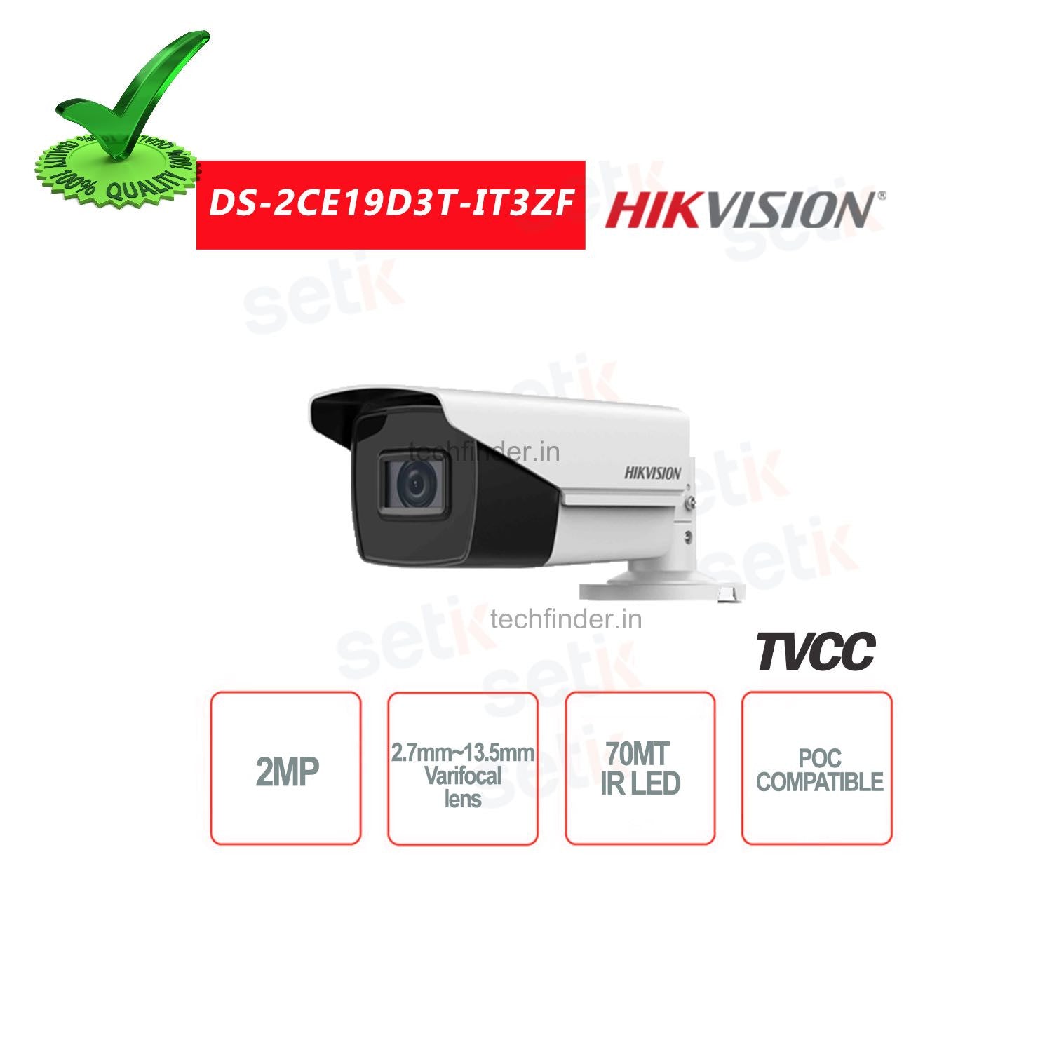 Hikvision DS-2CE19D3T-IT3ZF 2MP Semi Metal HD Bullet Camera