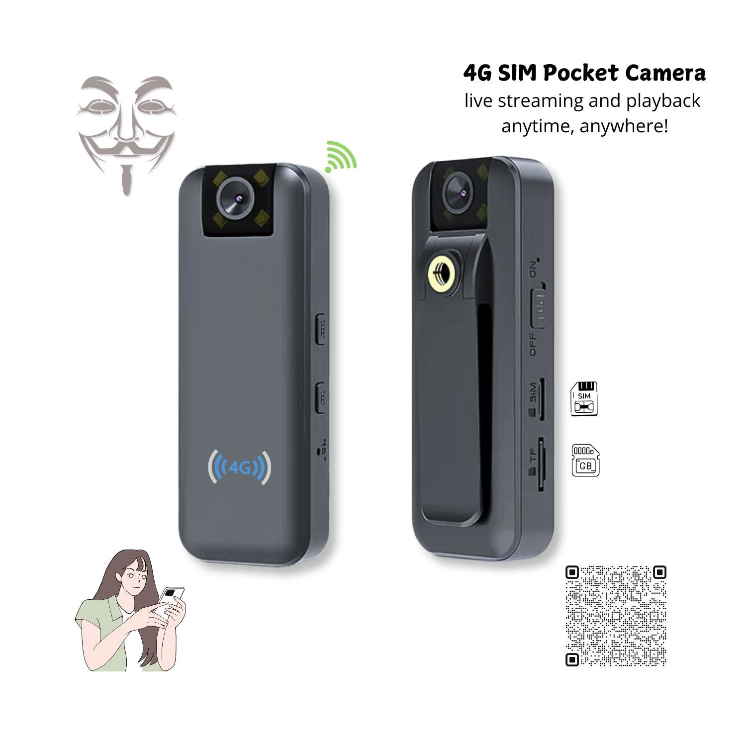 CB77 Low Power 4G Sim Mini 3MP Live Stream Video Recorder Body Camera