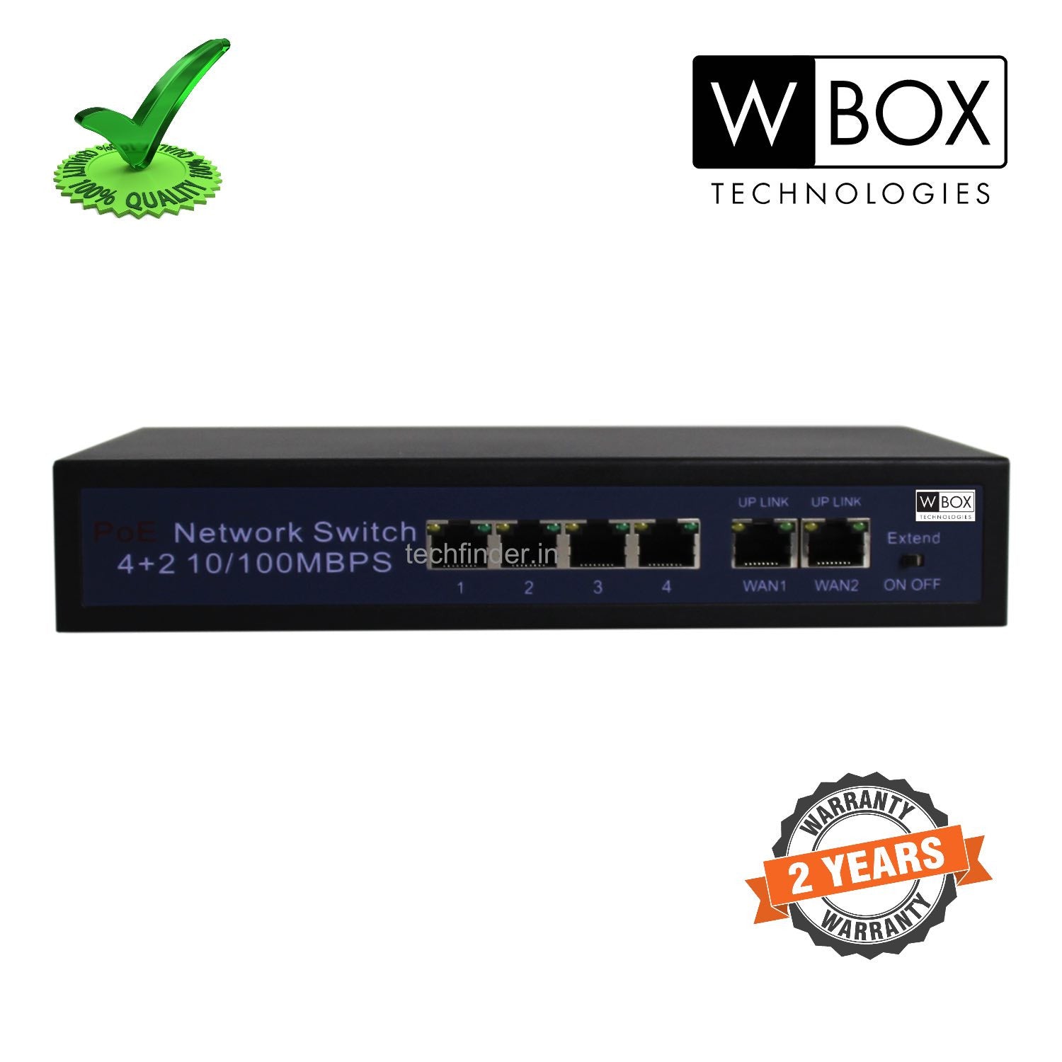 W Box WBC0E0604POE 4Port 60w 2 Up Link 200mtr extension POE Switch