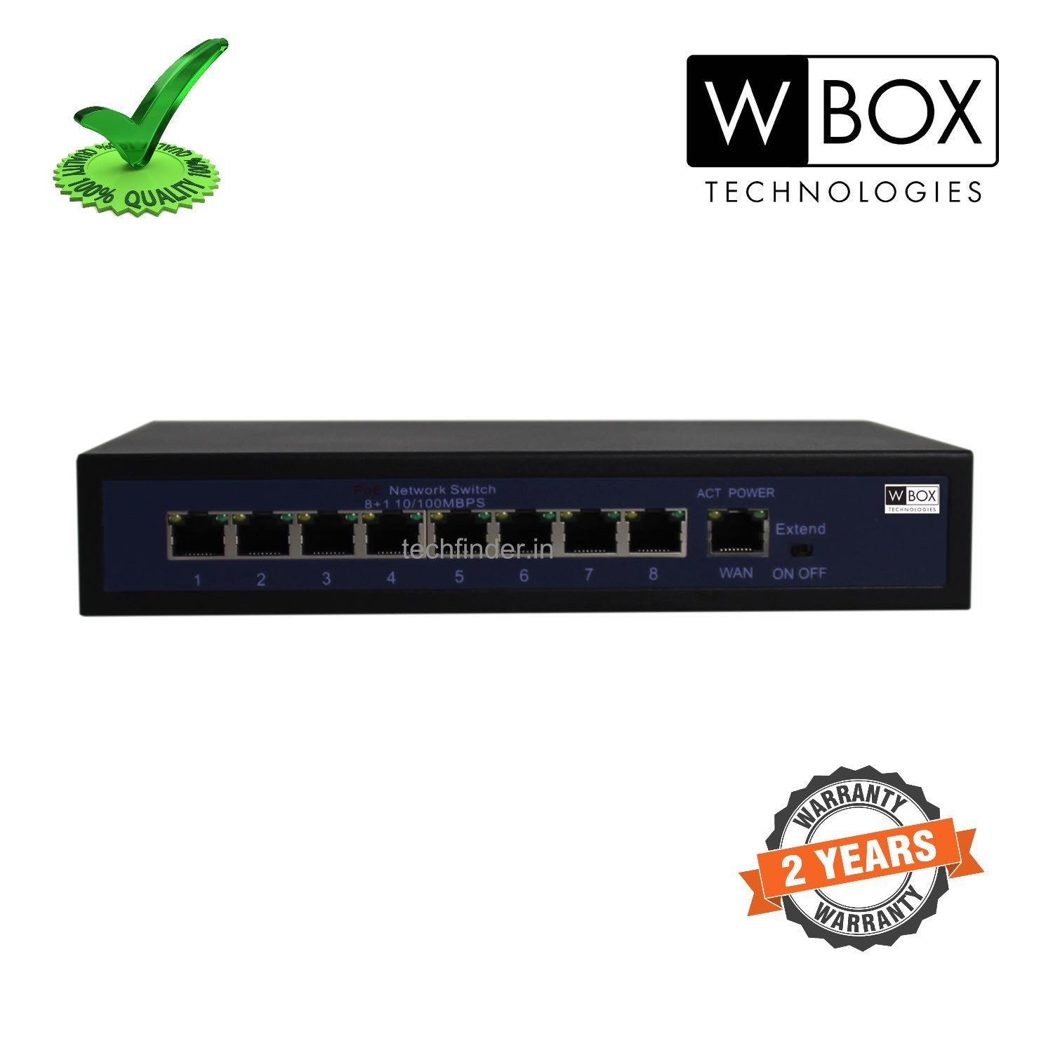 W Box WBC0E0908P0E 8port 120w 1 Up Link  200mtr ext POE switch