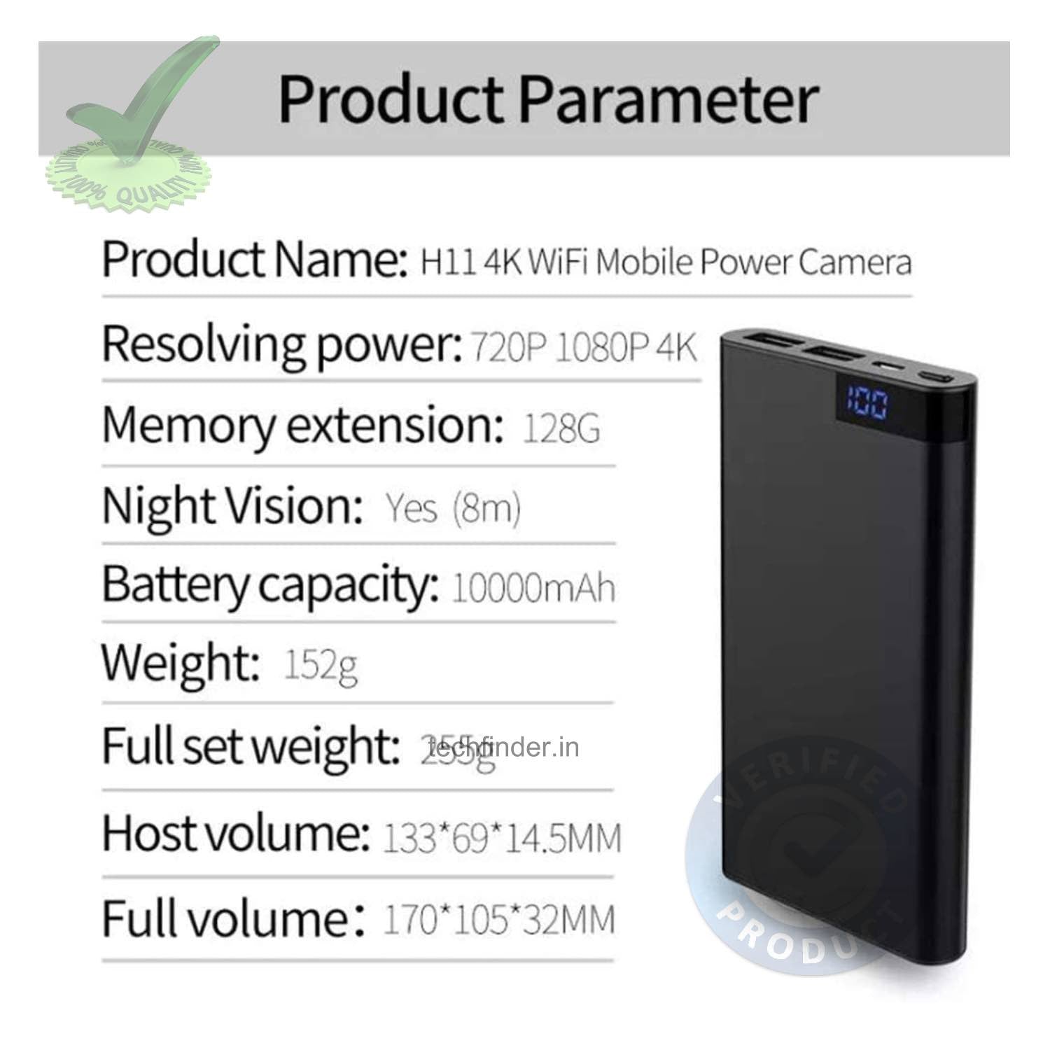 4k WiFi Spy Hidden Camera with Recorder in USB Power Bank
