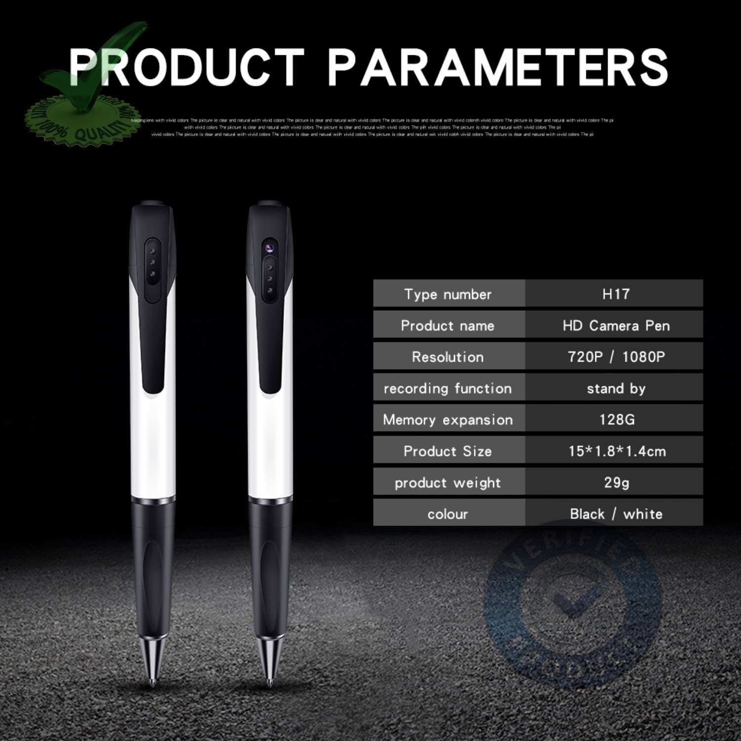 Spy Pen Camera 64GB Support 75min Battery Backup V8