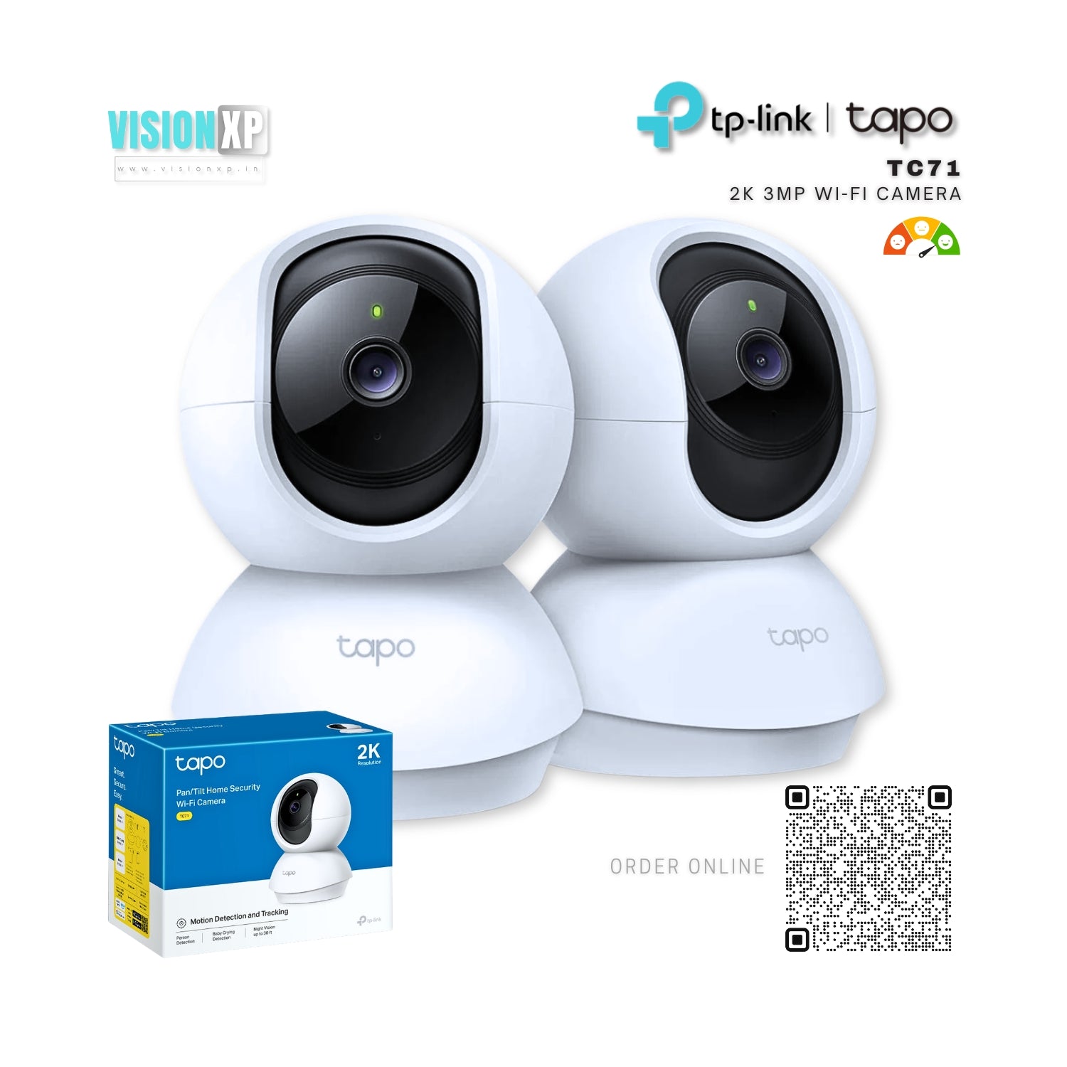 TP-Link Tapo TC71  2k 3mp Pan/Tilt Home Security Wi-Fi Camera