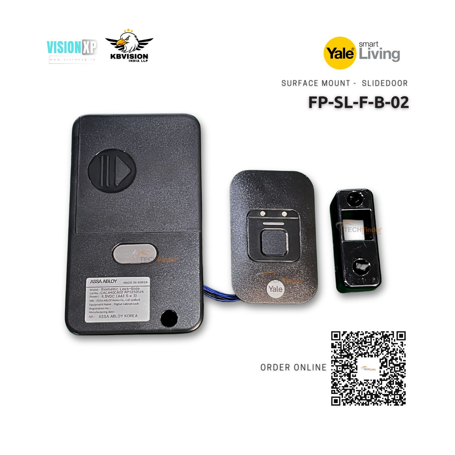Yale FP-SL-F- B-02 Fingerprint Wardrobe Lock for Sliding Door