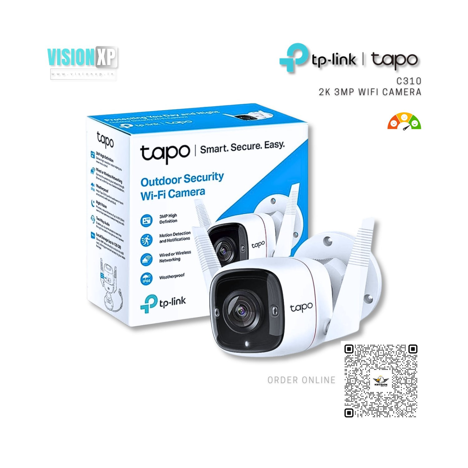TP-Link Tapo C310 3mp 2k 30mtr Night Vision Outdoor WiFi Camera